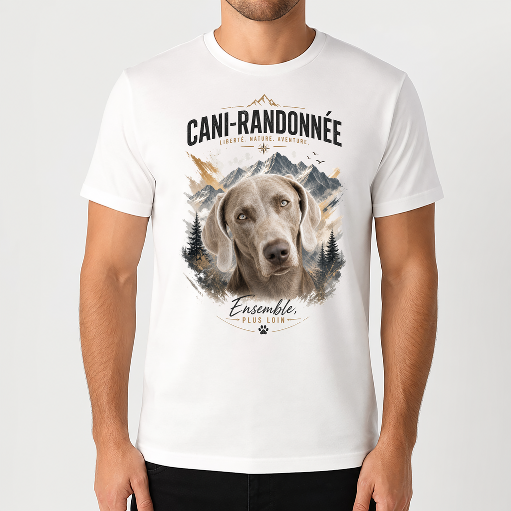 T-shirt Cani-Randonnée Personnalisé avec Votre Chien – T-shirt Unisexe – Design Outdoor Premium