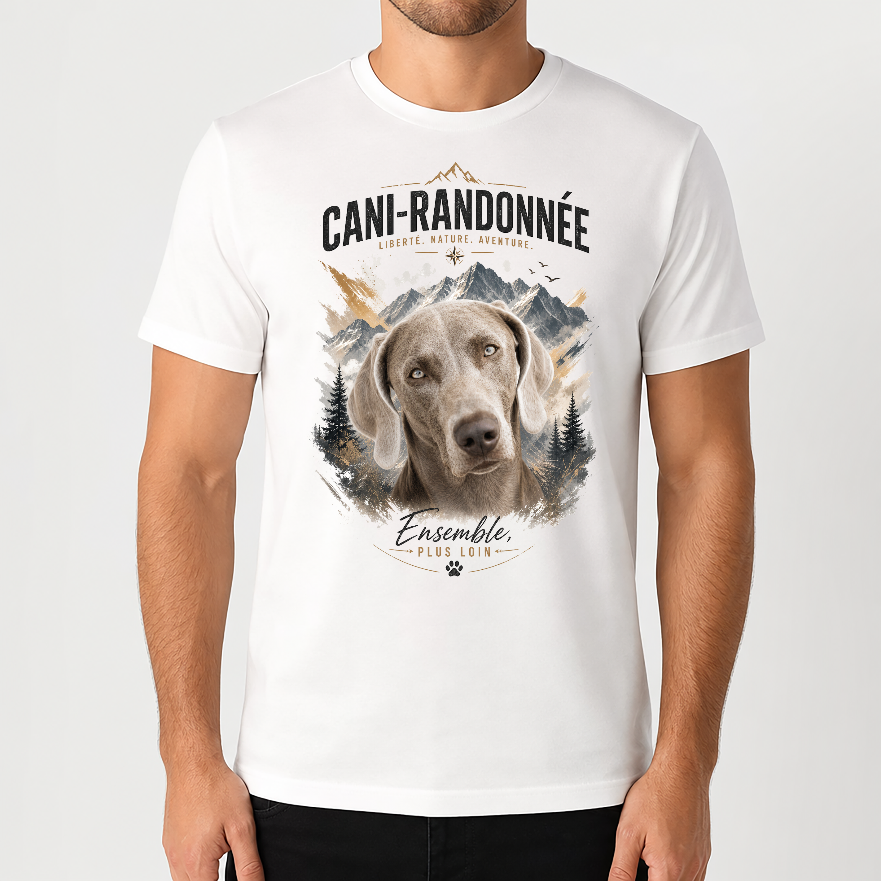 T-shirt Cani-Randonnée Personnalisé avec Votre Chien – T-shirt Unisexe – Design Outdoor Premium