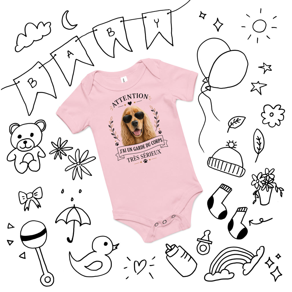Body bébé personnalisé – Mon garde du corps à 4 pattes | Cadeau naissance avec photo de votre animal