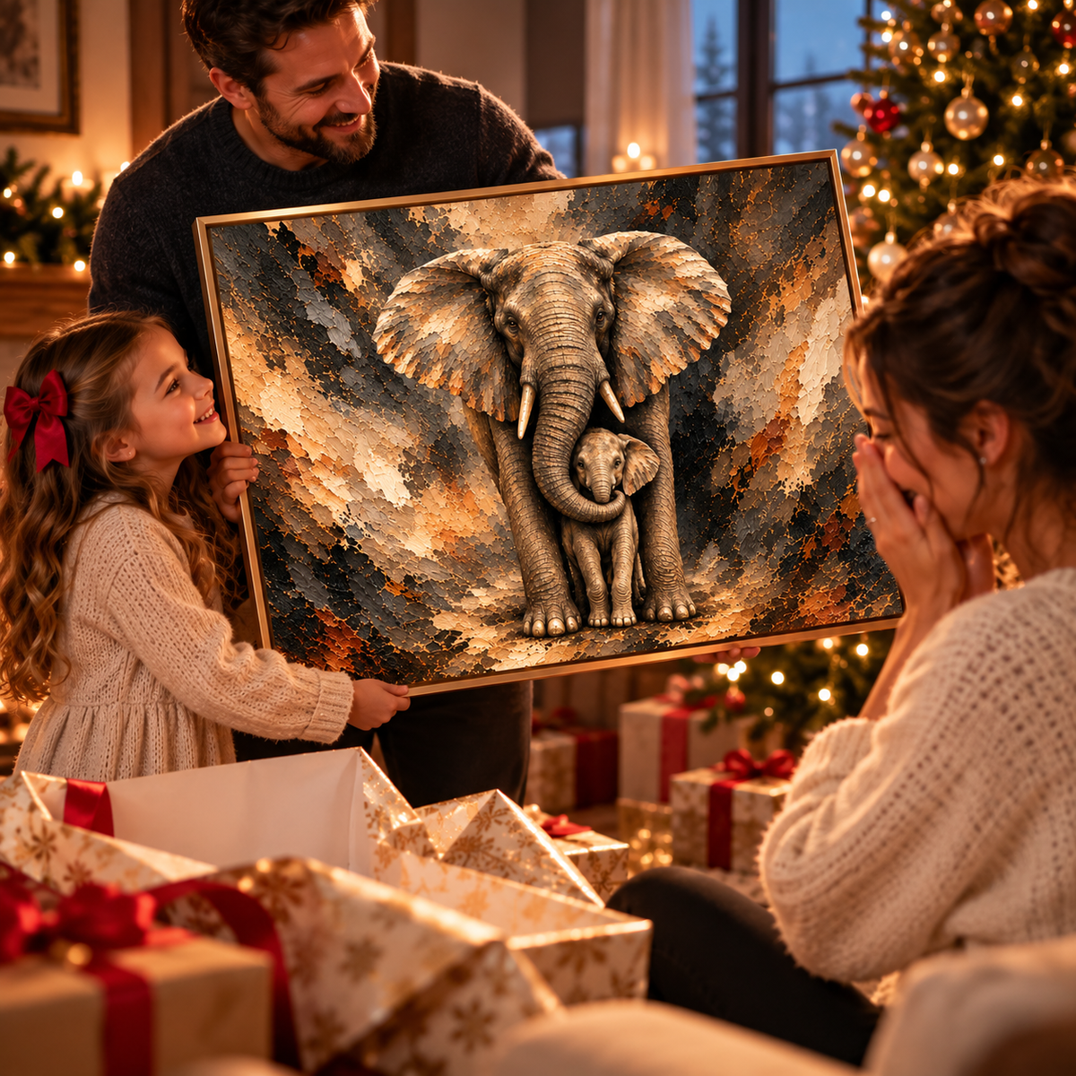 Instinct Maternel – Poster Éléphants Mère et Petit | Collection Wild Luxury