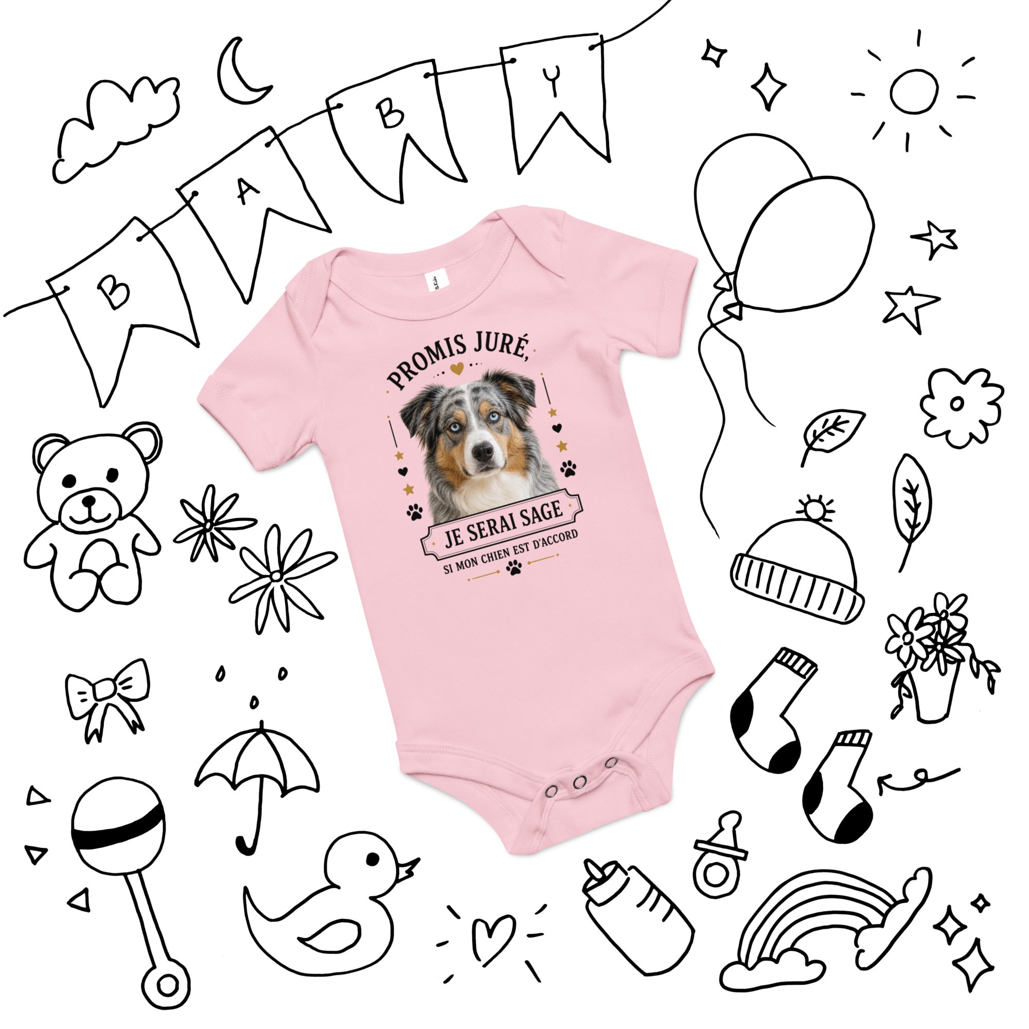 Body bébé personnalisé – Promis juré, je serai sage si mon animal est d'accord | Cadeau naissance original