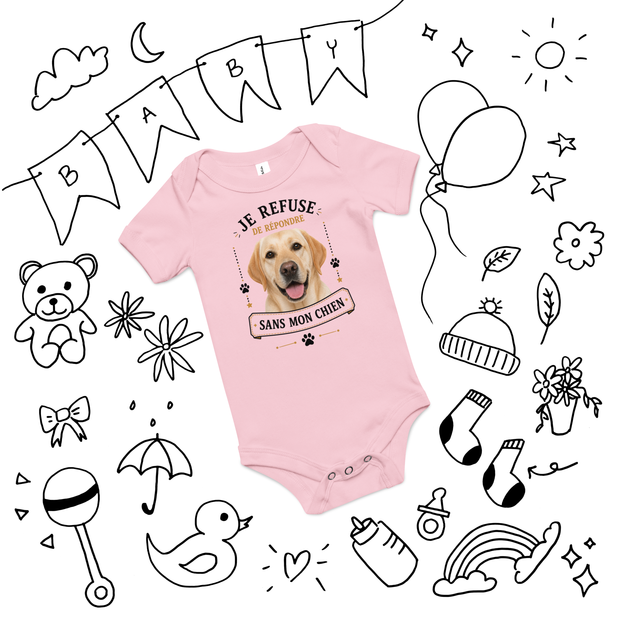 Body bébé personnalisé – Je refuse de répondre sans mon animal | Cadeau naissance drôle
