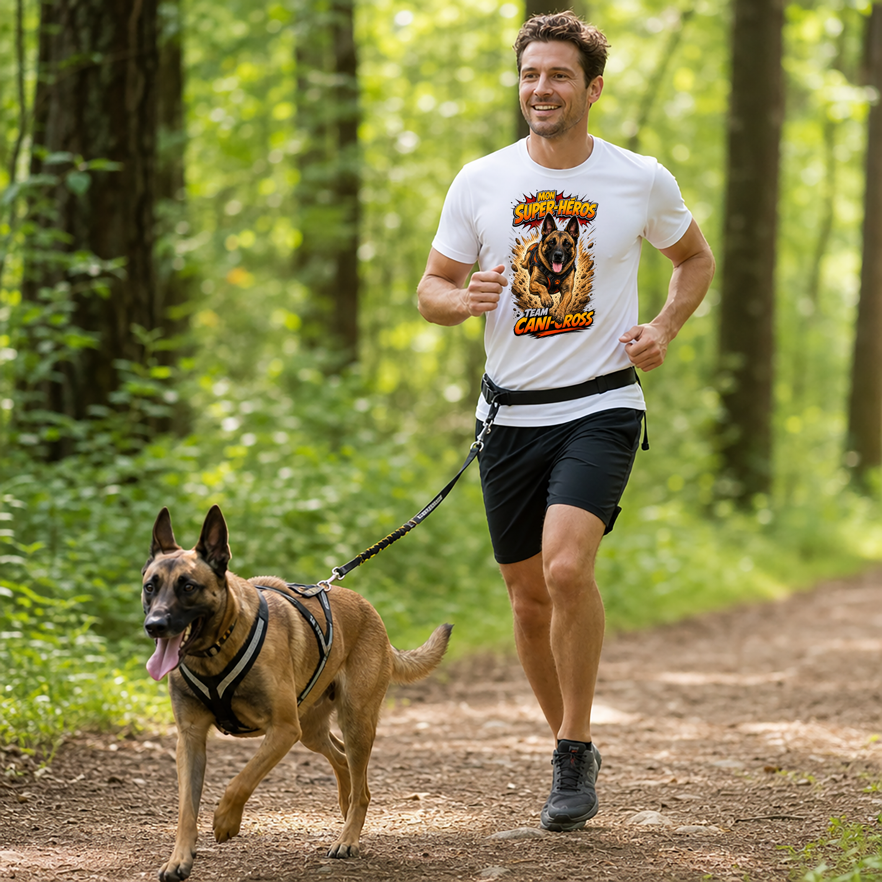 T-shirt Cani-Cross Personnalisé avec Votre Chien – T-shirt Unisexe – Mon Super-Héros