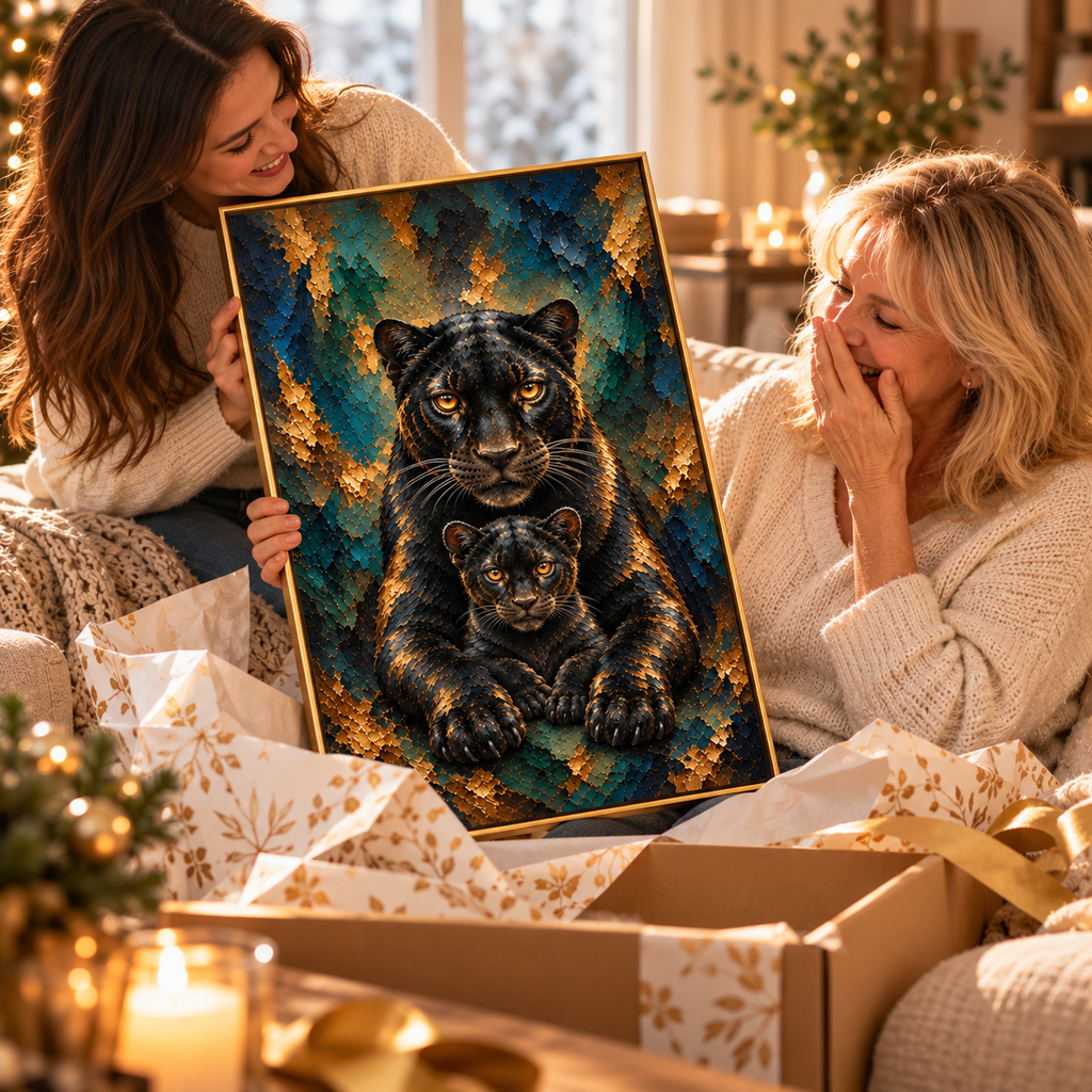 L'Instinct de Protéger – Poster Panthère Noire et Bébé Premium | Collection Wild Luxury