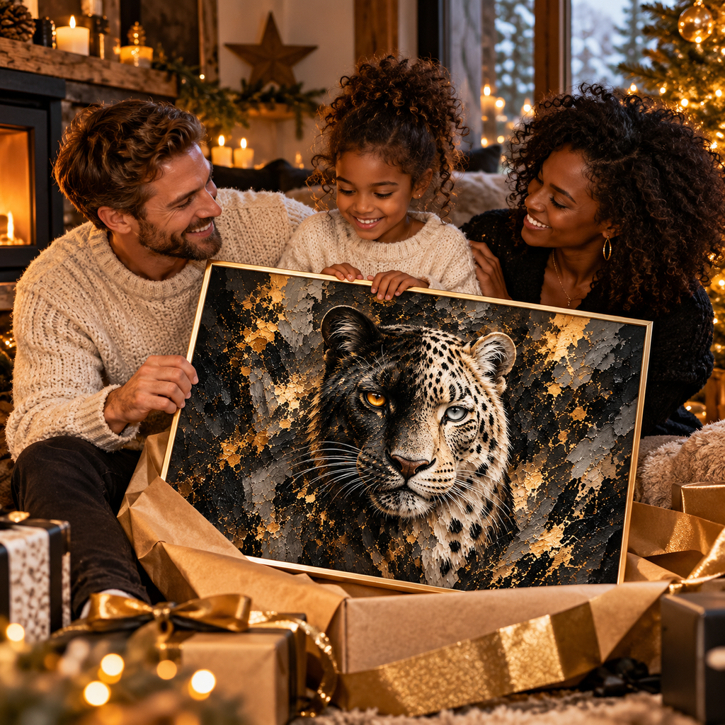 Âmes Sauvages – Poster Panthère Noire et Léopard des Neiges | Collection Wild Luxury
