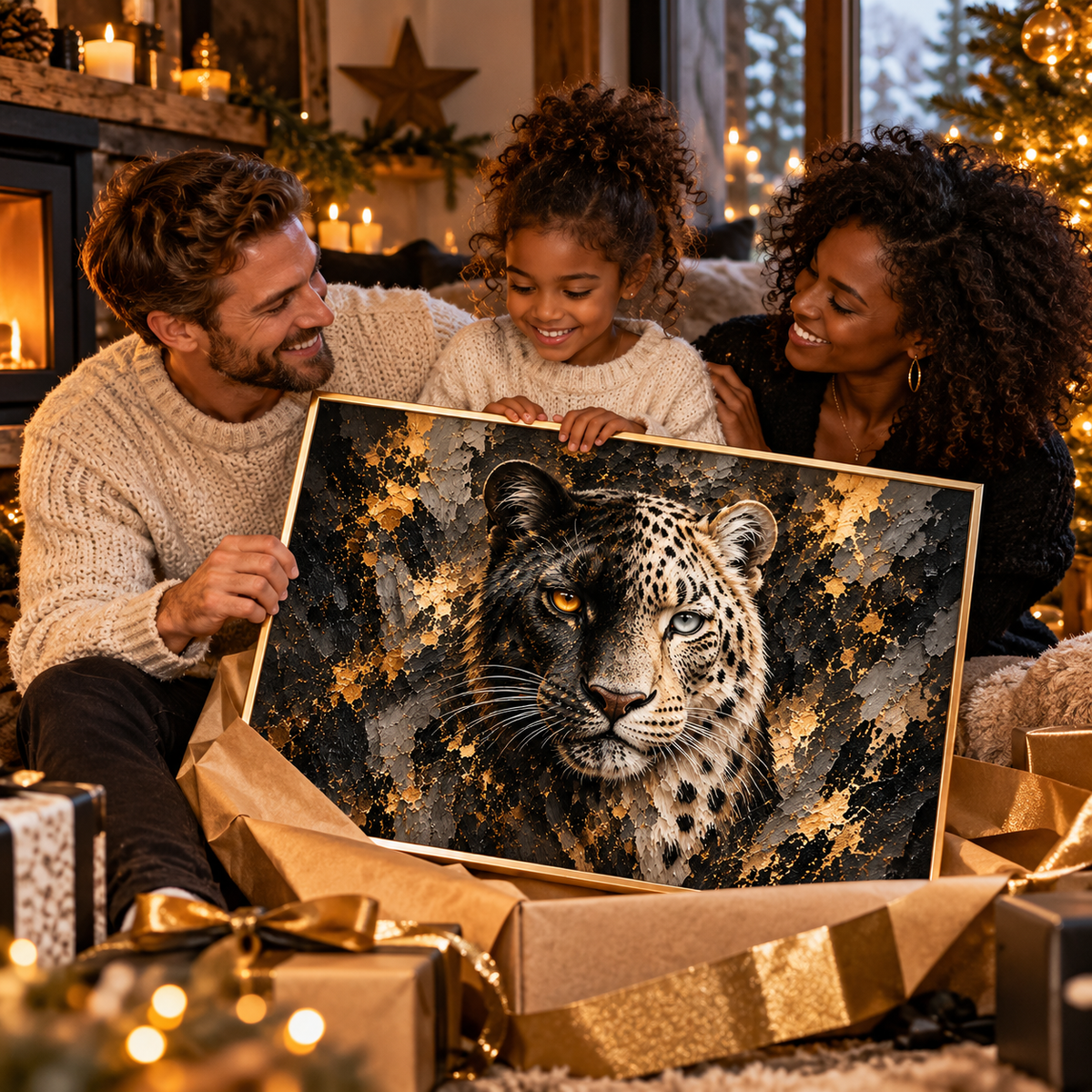 Âmes Sauvages – Poster Panthère Noire et Léopard des Neiges | Collection Wild Luxury