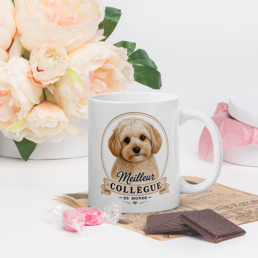 Mug personnalisé Chien ou Chat – "Meilleur collègue du monde" | Cadeau personnalisé pour amoureux des animaux – Tasse 325 ml (11 oz)
