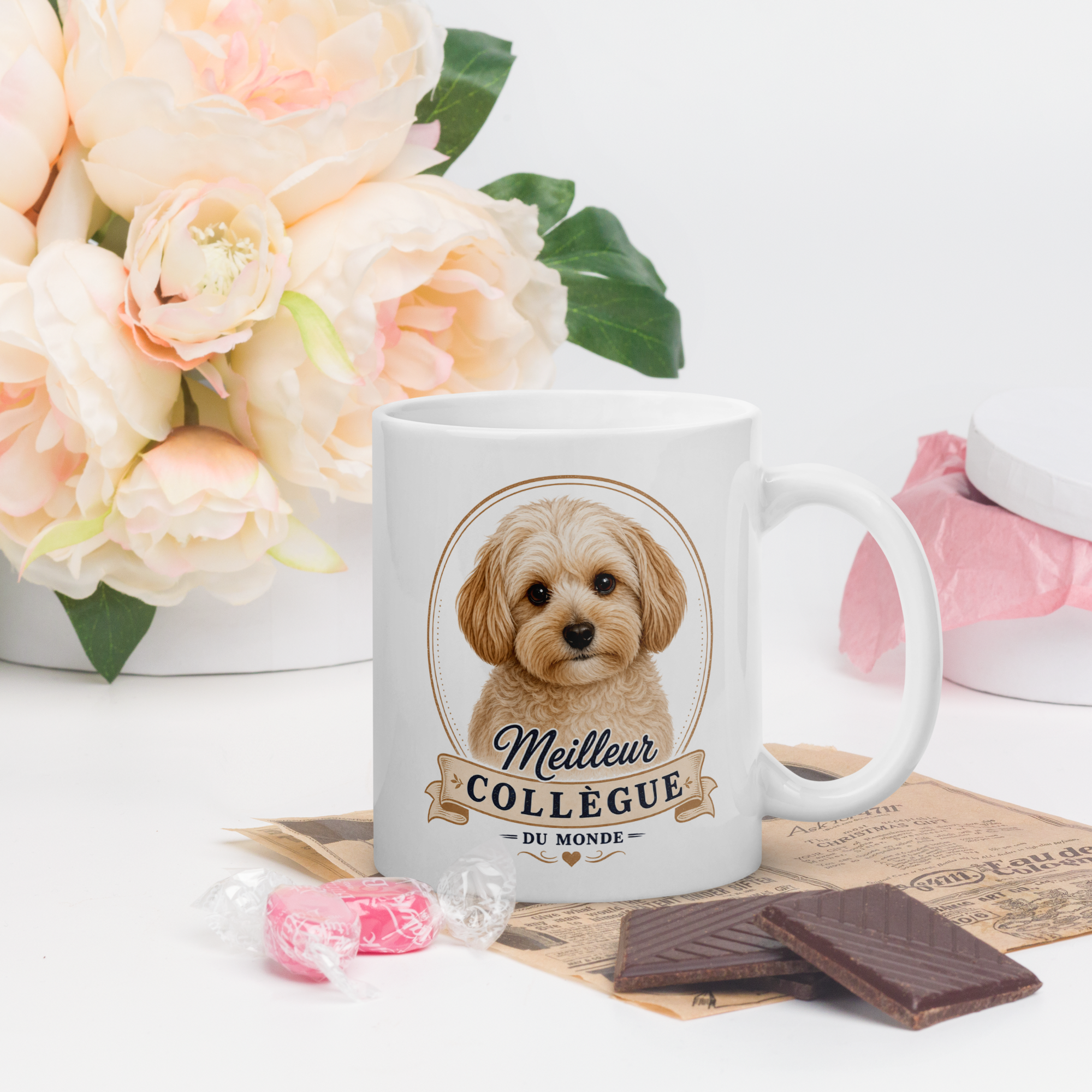 Mug personnalisé Chien ou Chat – "Meilleur collègue du monde" | Cadeau personnalisé pour amoureux des animaux – Tasse 325 ml (11 oz)