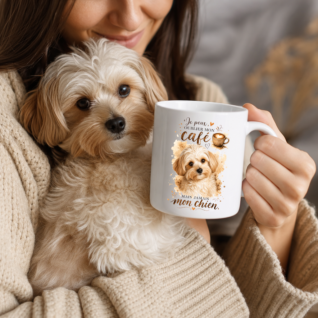 Mug Personnalisé Photo Chien ou Chat 11 oz – Cadeau Original pour Propriétaire d'Animaux – Mug Café Personnalisé