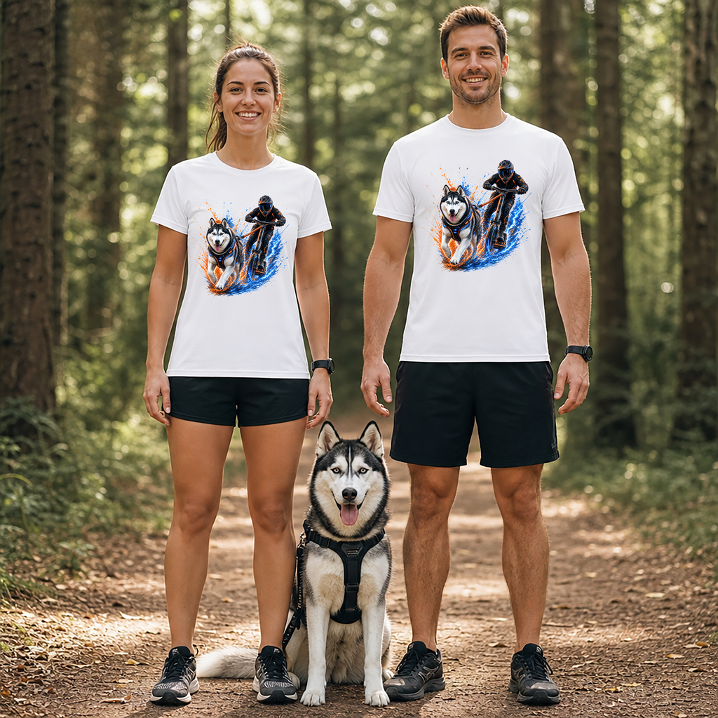 T-Shirt Cani Trottinette Personnalisé – Portrait Chien Sportif Personnalisé – T-Shirt Unisexe – Cadeau Original Passion Chien & Cani Sport