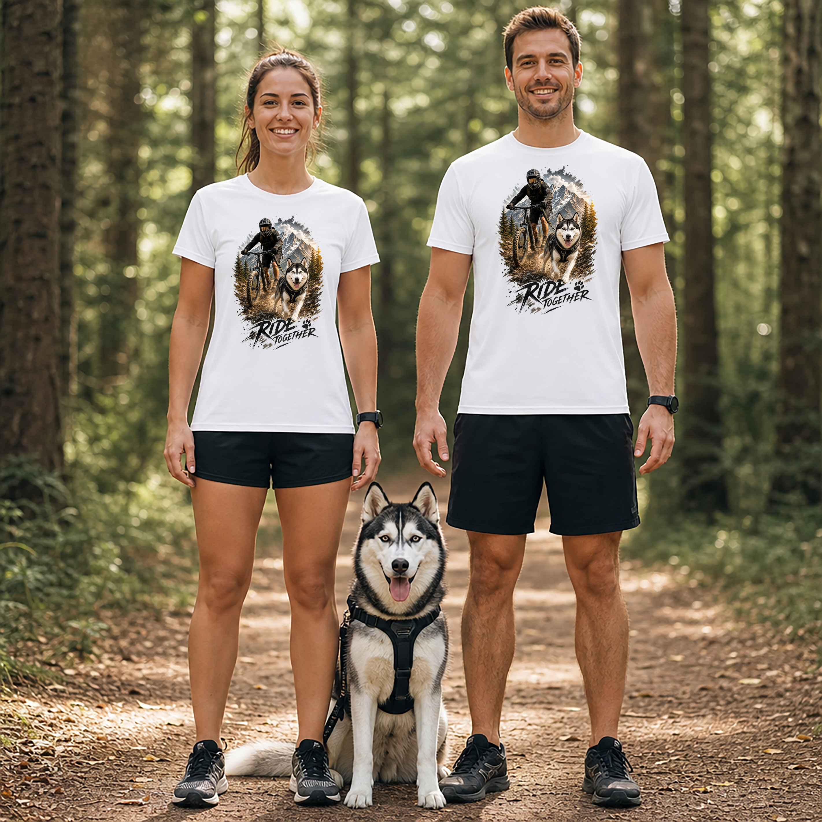 T-shirt Cani-Trottinette Personnalisé avec Votre Chien – T-shirt Unisexe – Ride Together