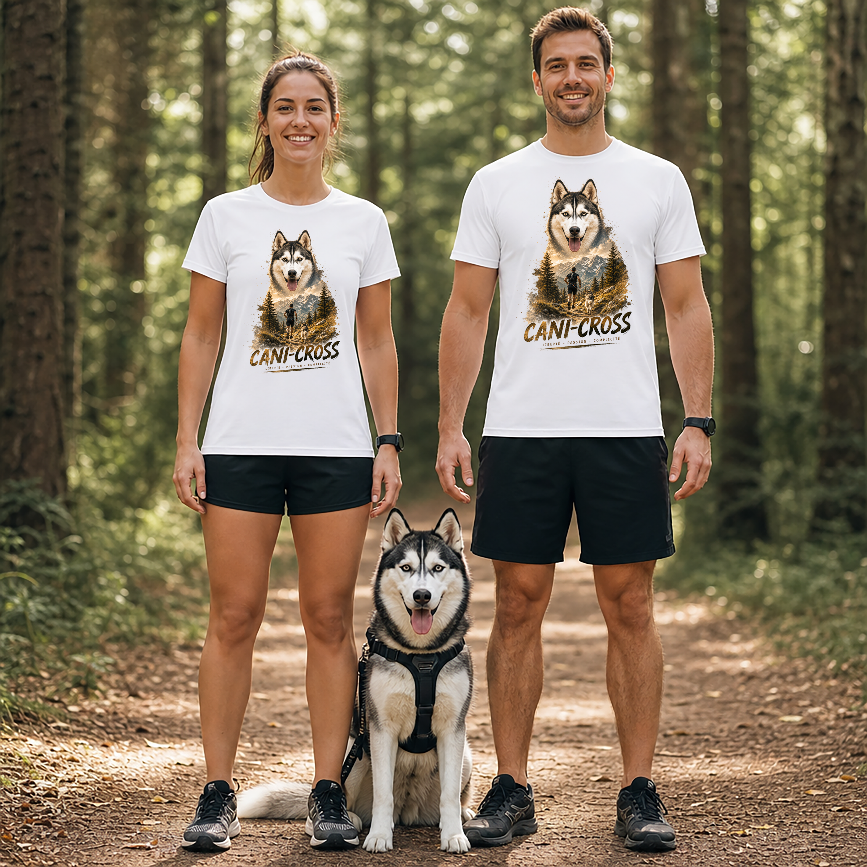 T-shirt Cani-Cross Personnalisé avec Votre Chien – T-shirt Unisexe – Design Outdoor Premium