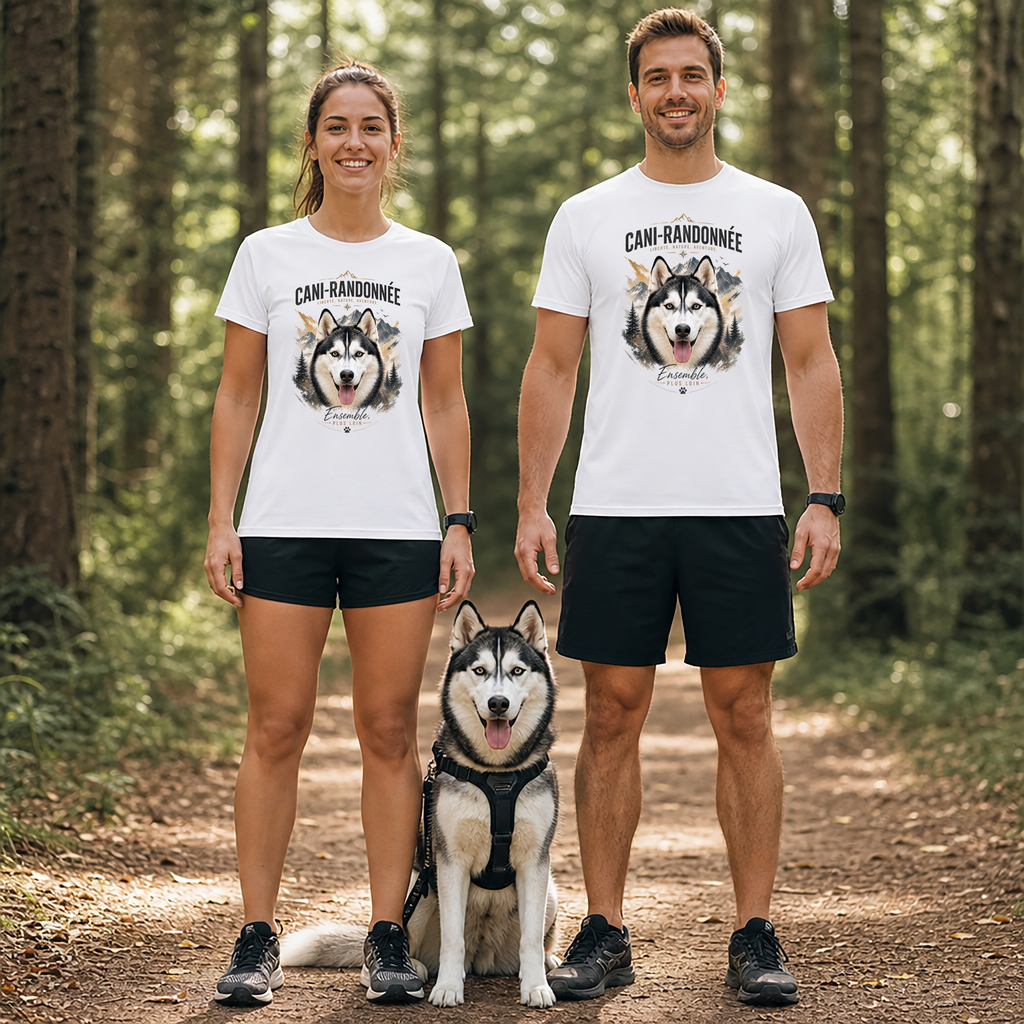 T-shirt Cani-Randonnée Personnalisé avec Votre Chien – T-shirt Unisexe – Design Outdoor Premium