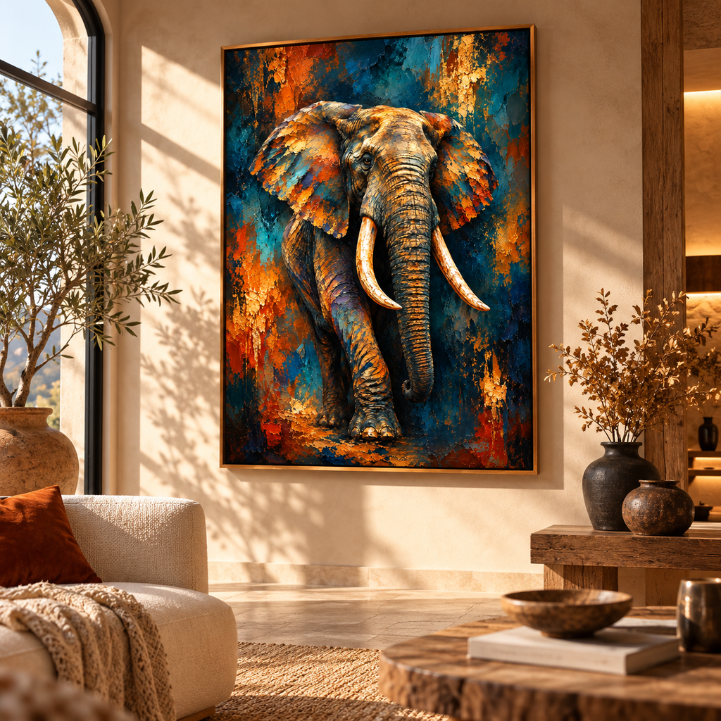 Force Ancestrale – Poster Éléphant Artistique Premium | Collection Wild Luxury