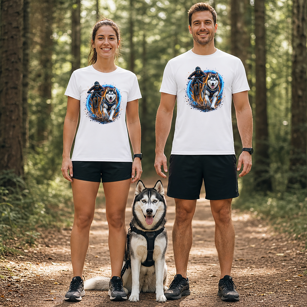 T-shirt Cani VTT Personnalisé avec Chien – T-shirt Unisexe 100% Coton – Cadeau Sport Canin