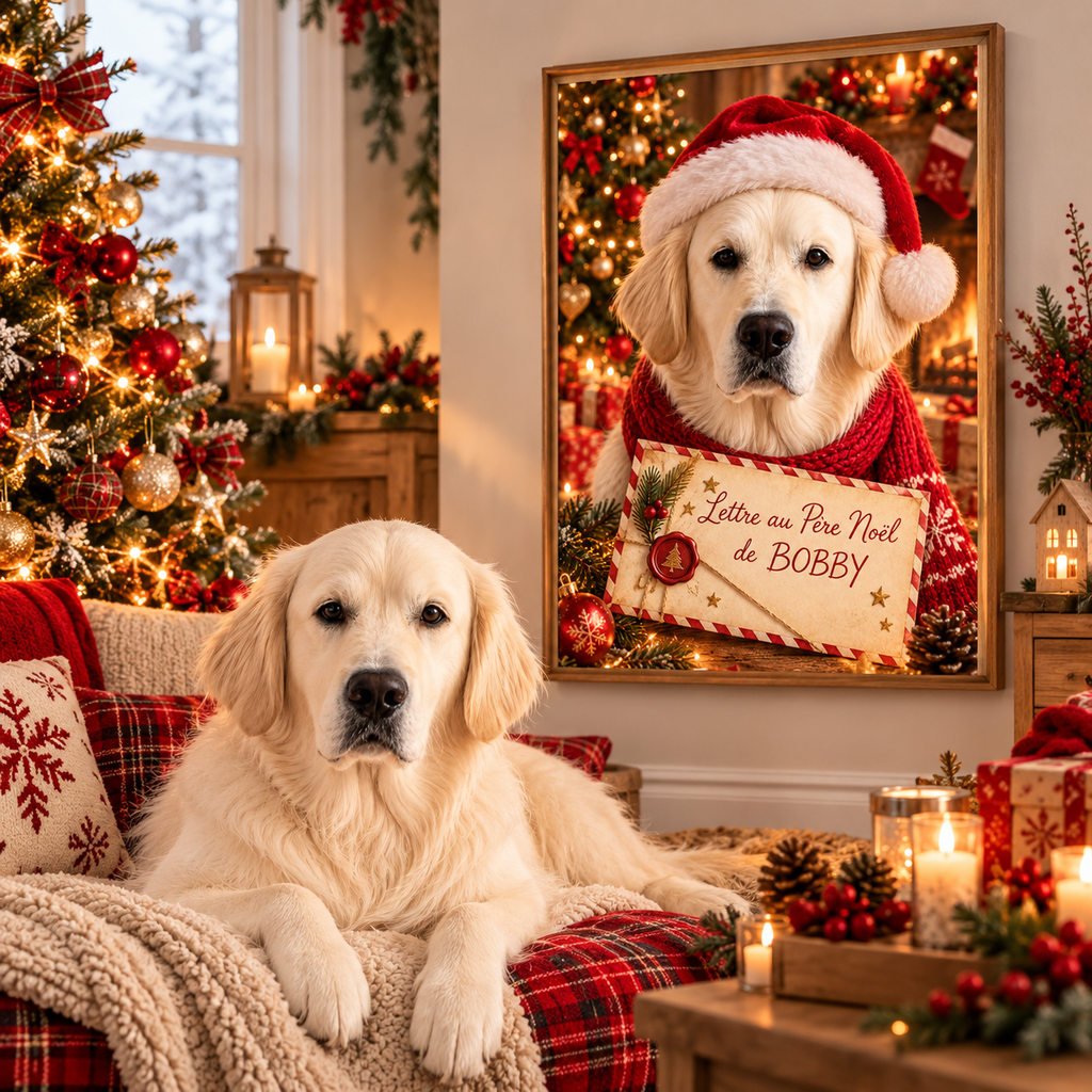 Portrait Animal Personnalisé Noël avec Prénom – Lettre au Père Noël | Chien, Chat & Autres Animaux