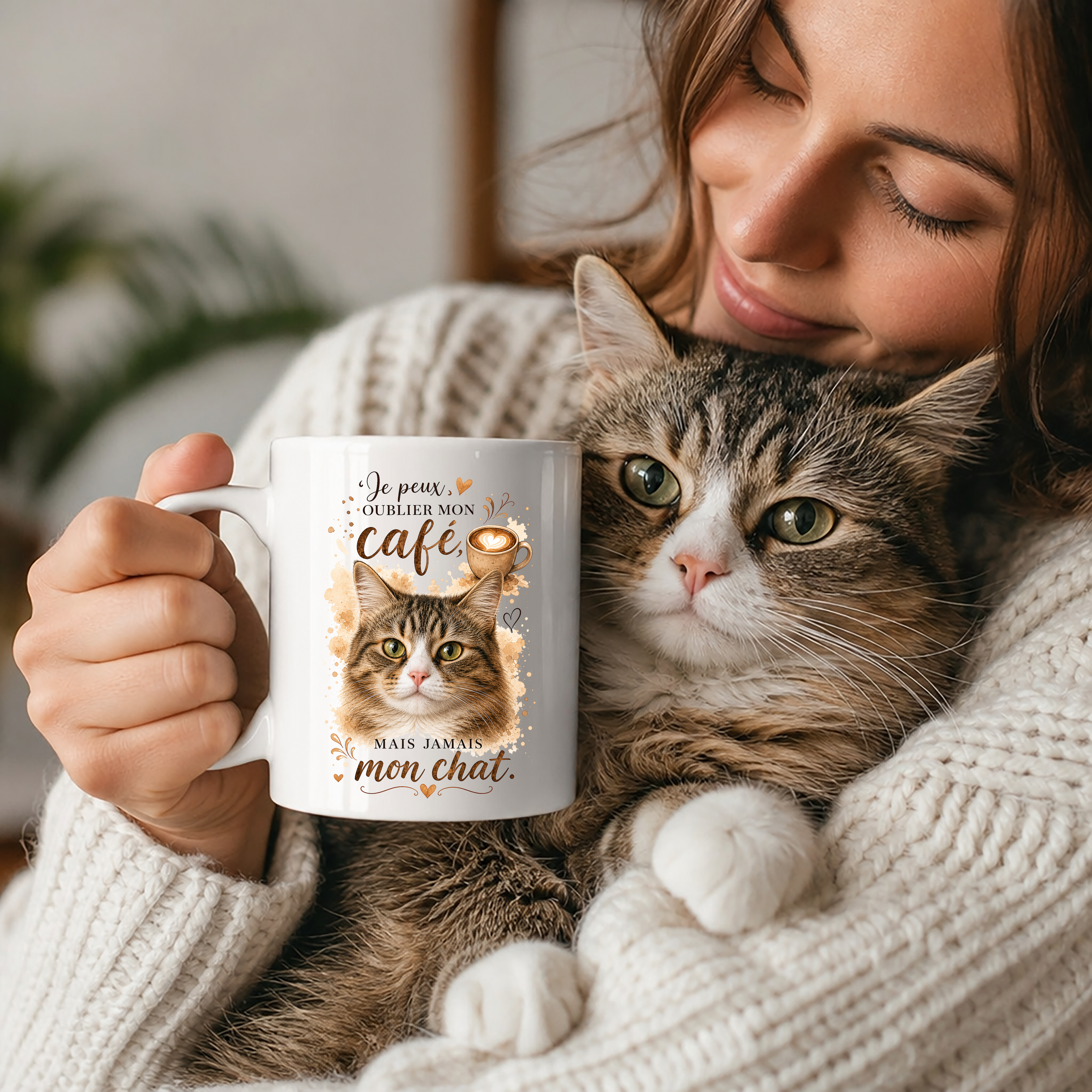 Mug Personnalisé Photo Chien ou Chat 11 oz – Cadeau Original pour Propriétaire d'Animaux – Mug Café Personnalisé