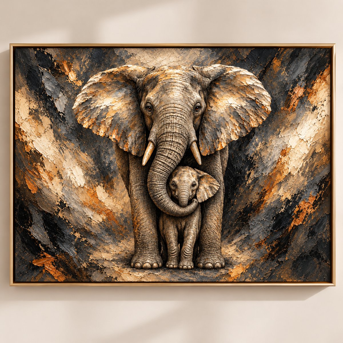 Instinct Maternel – Poster Éléphants Mère et Petit | Collection Wild Luxury