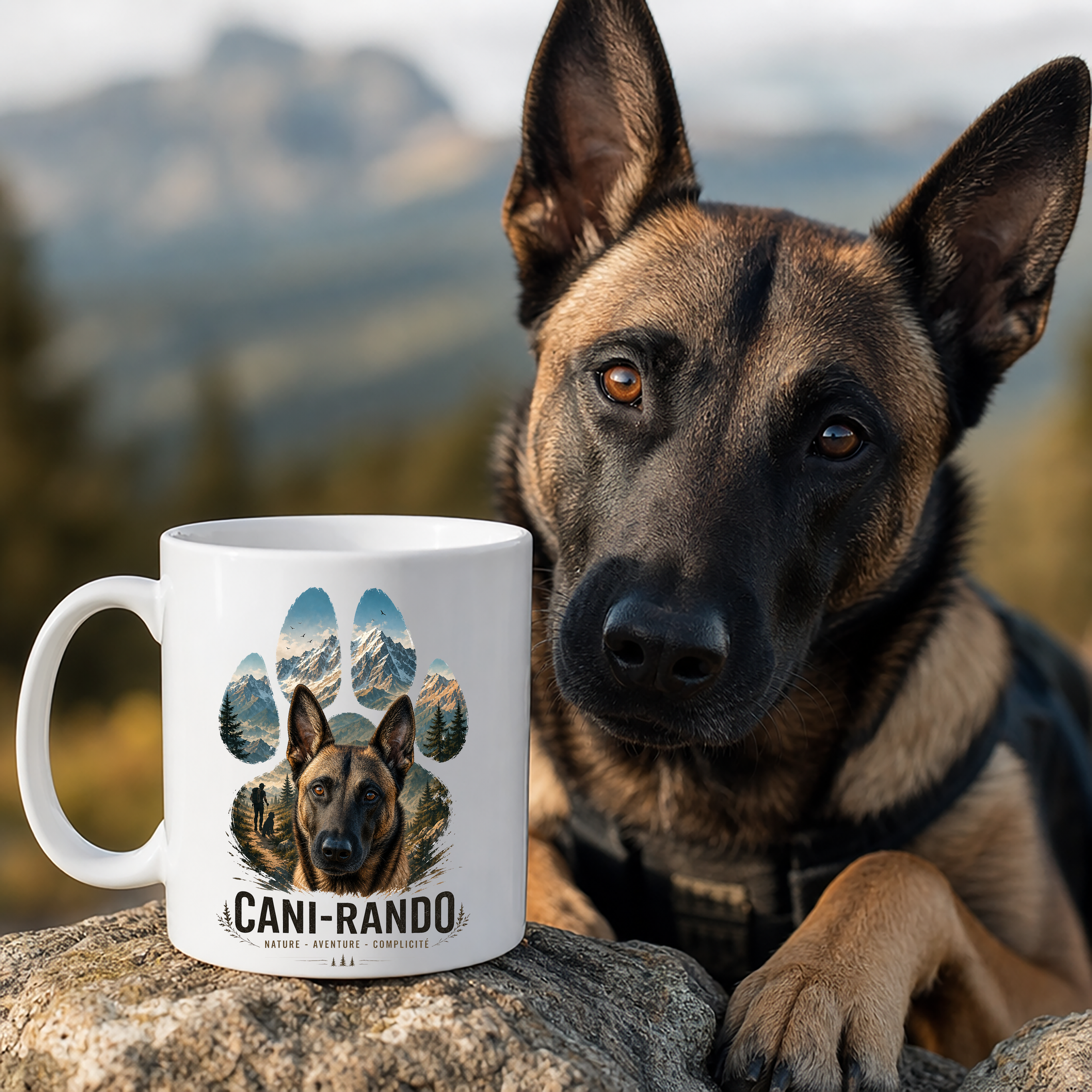 Mug Personnalisé Cani-Rando avec Votre Chien – Mug 11 OZ – Cadeau Amoureux de la Randonnée et des Chiens