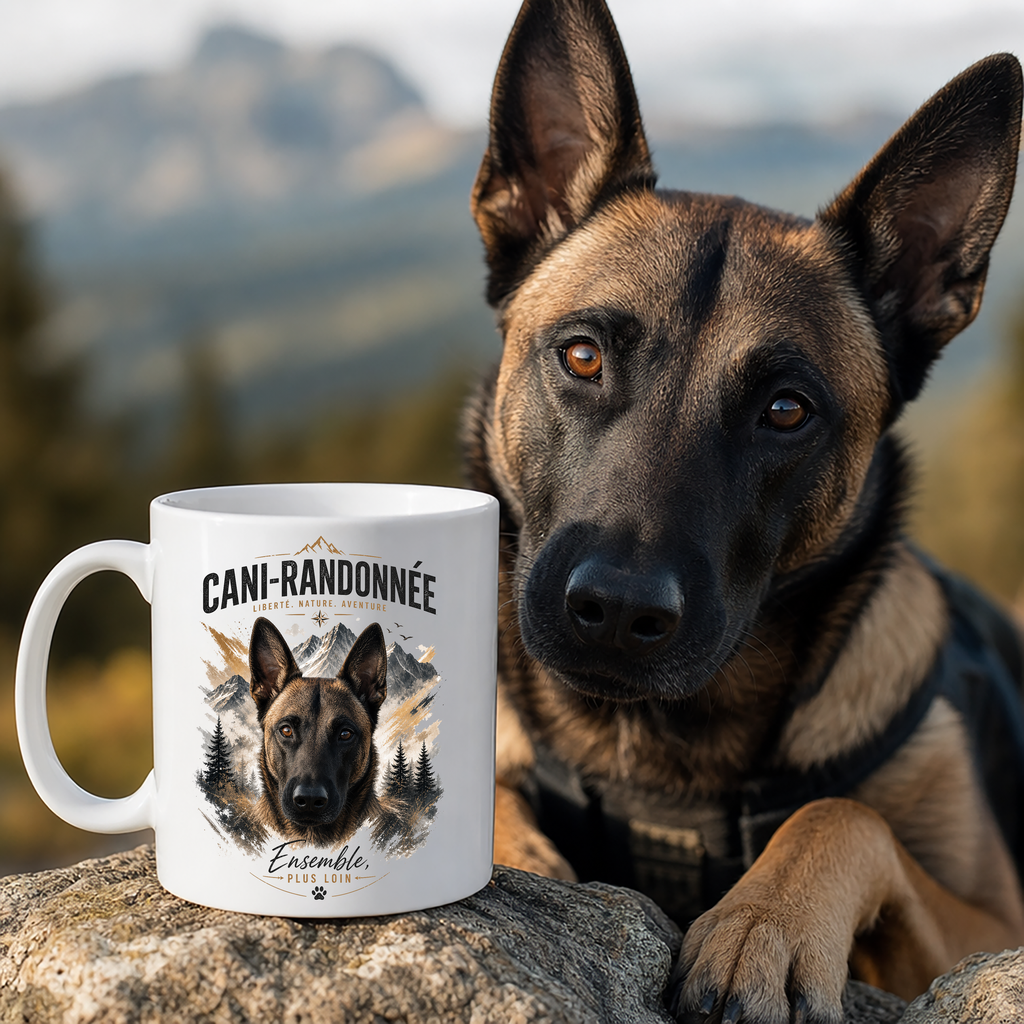 Mug Personnalisé Cani-Randonnée avec Votre Chien – Mug 11 OZ – Cadeau Passionné de Montagne et de Randonnée