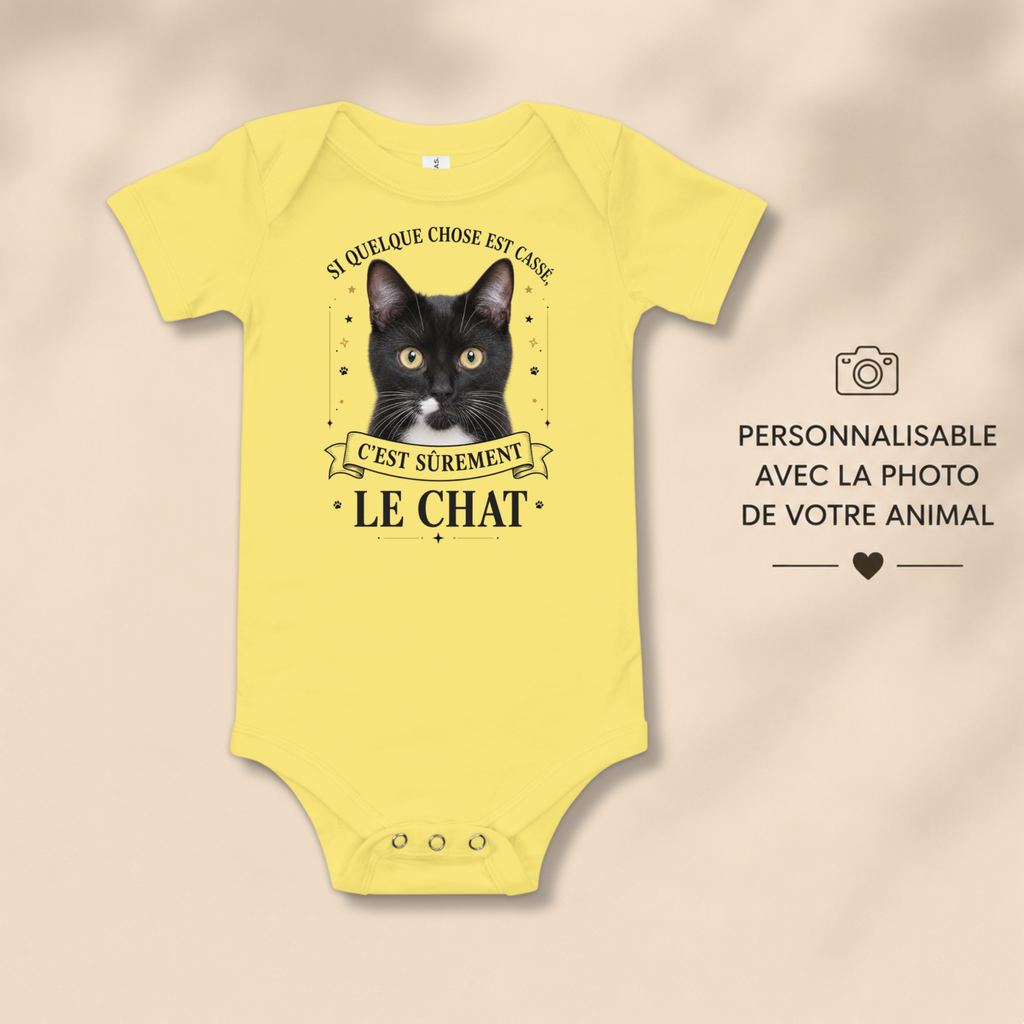 Body bébé personnalisé – Si quelque chose est cassé, c'est sûrement mon animal | Cadeau naissance drôle