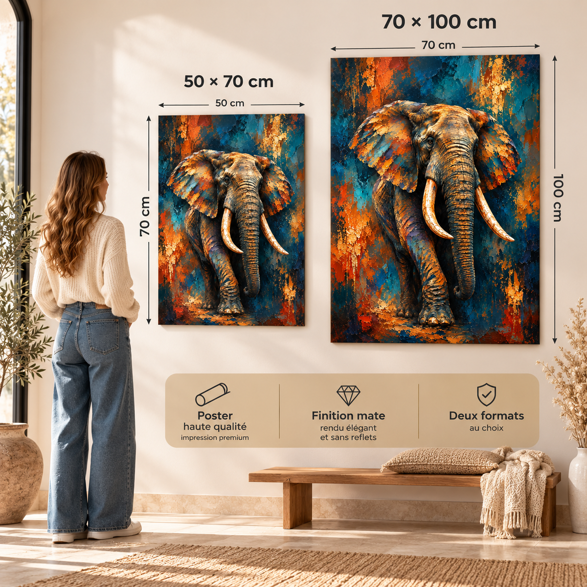 Force Ancestrale – Poster Éléphant Artistique Premium | Collection Wild Luxury