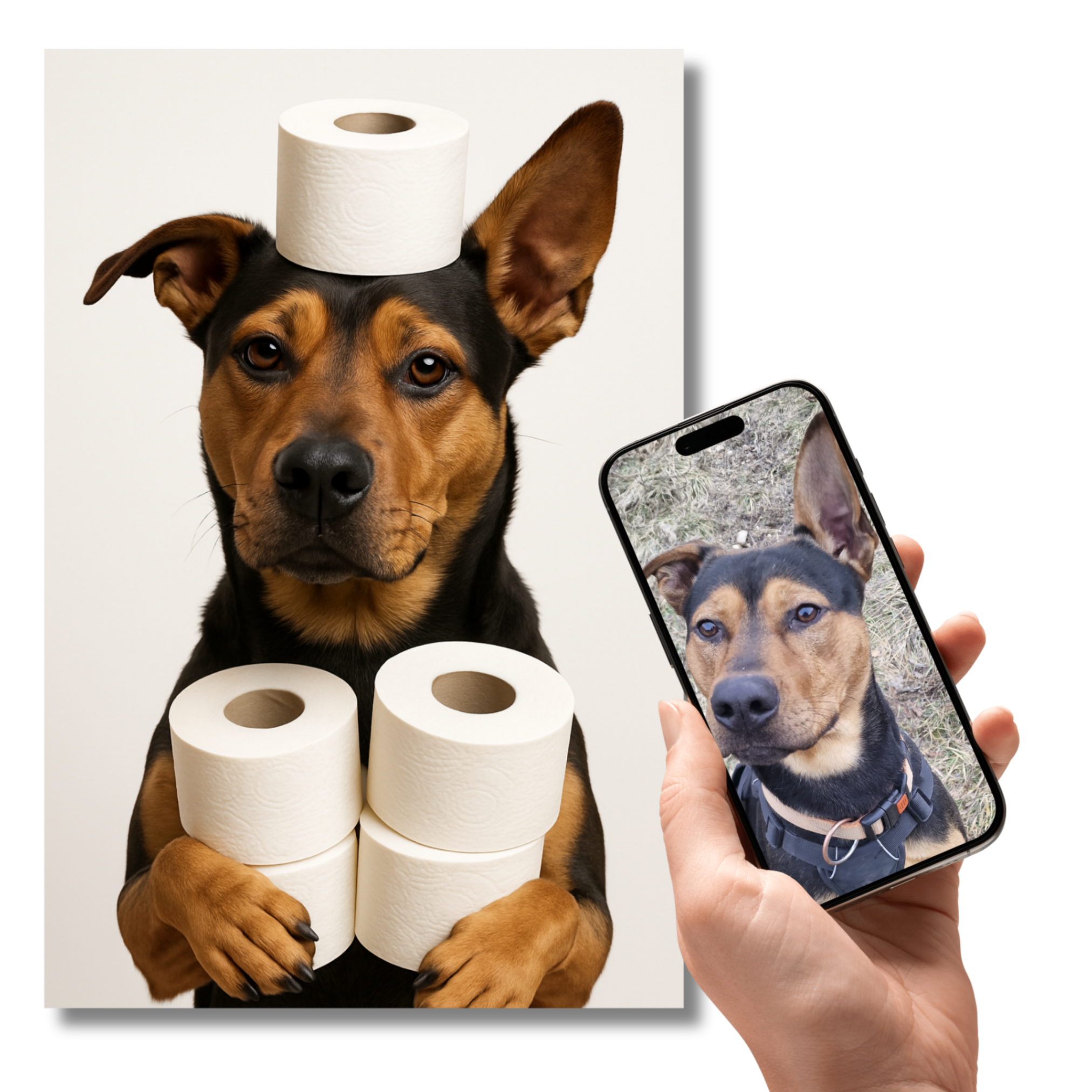 Portrait Animal Personnalisé Humoristique – Poster Drôle Chien ou Chat avec Votre Photo
