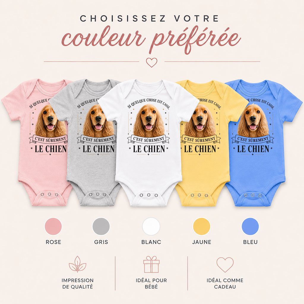 Body bébé personnalisé – Si quelque chose est cassé, c'est sûrement mon animal | Cadeau naissance drôle