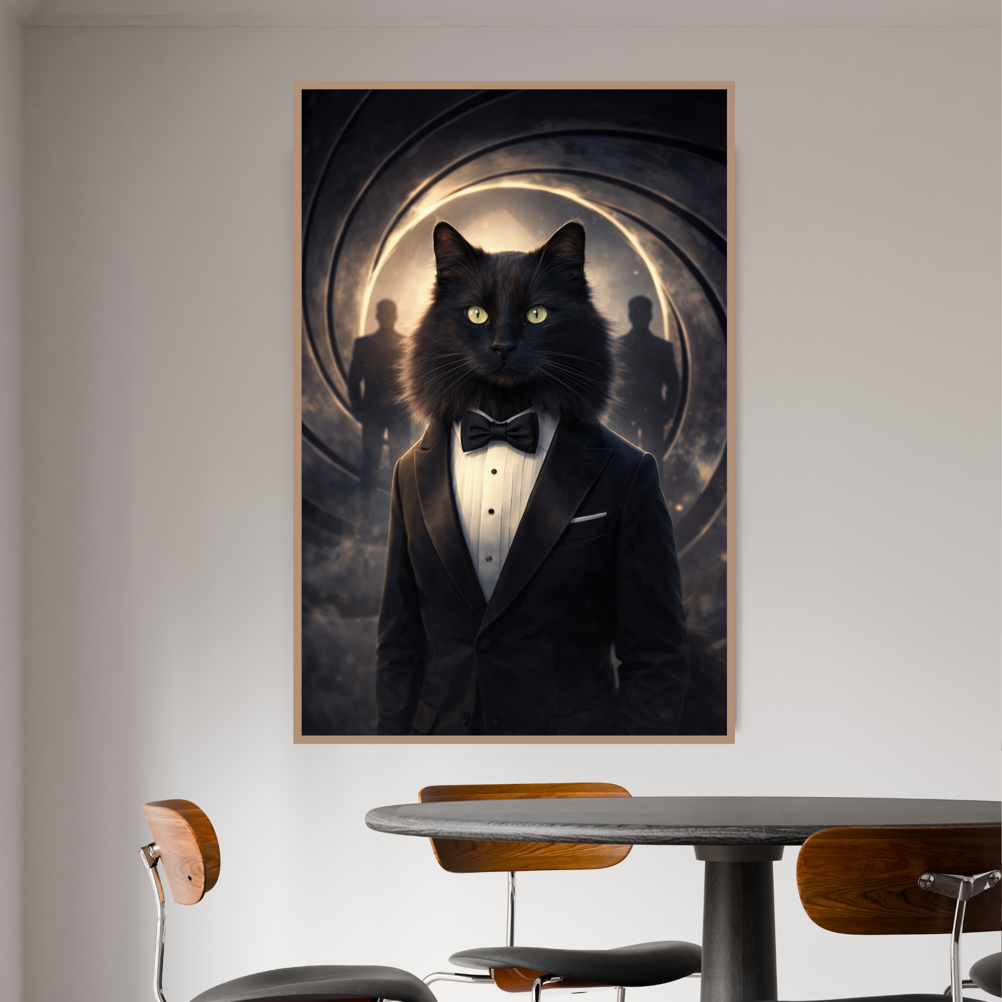 Portrait Animal Personnalisé Costume Élégant – Poster Premium Chien ou Chat Style Agent Secret