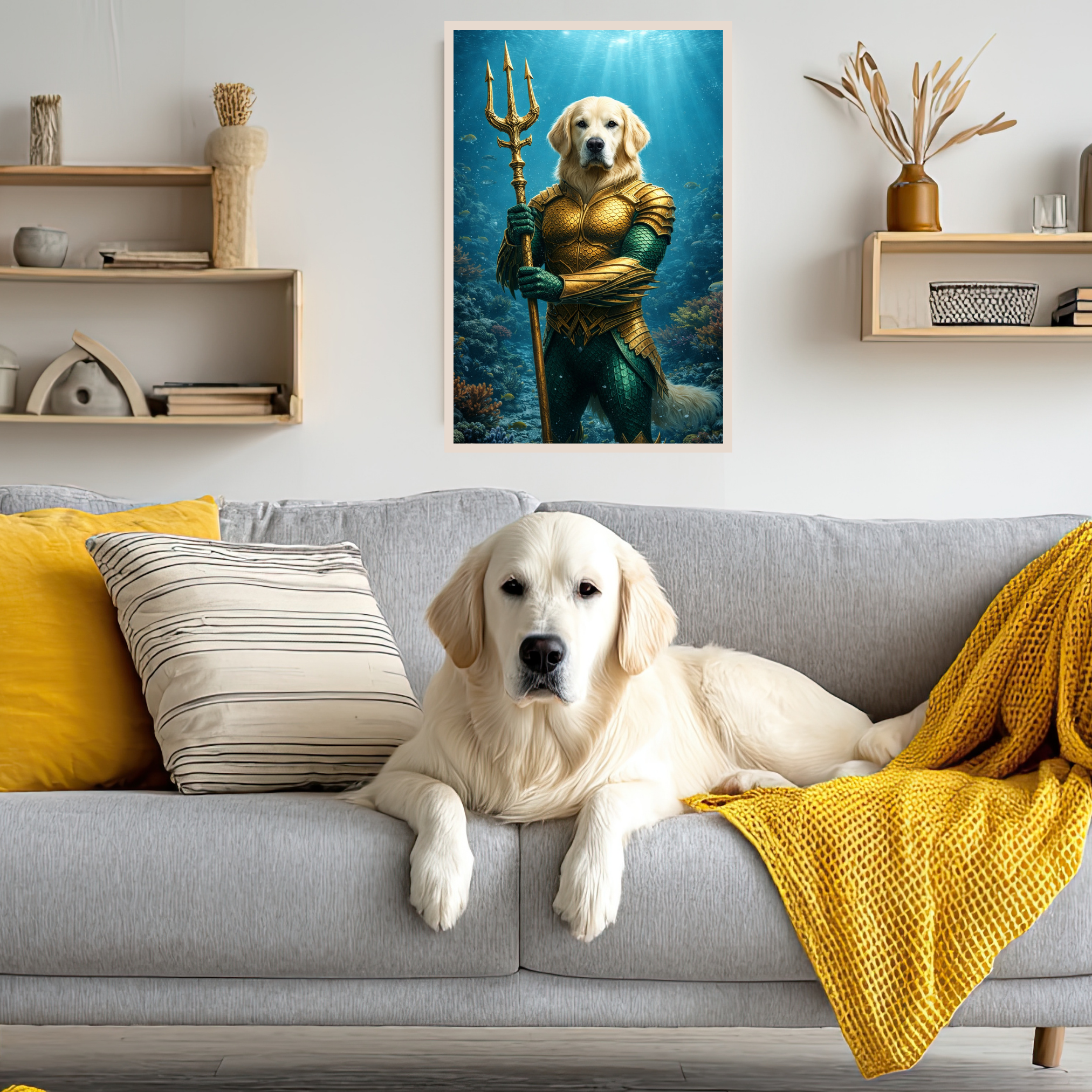 Poster Animal Personnalisé Héros Fantastique – Portrait Épique Chien ou Chat Style Roi des Océans