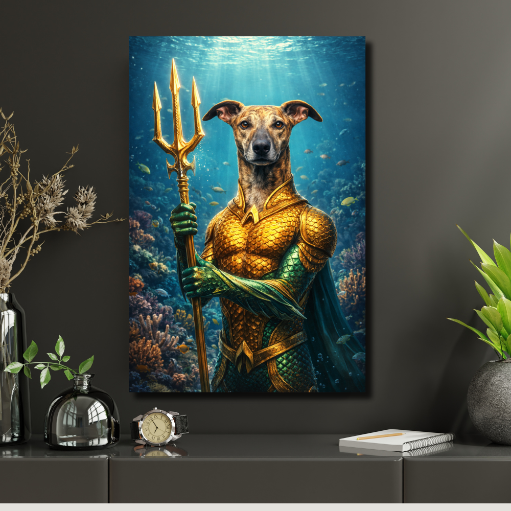 Poster Animal Personnalisé Héros Fantastique – Portrait Épique Chien ou Chat Style Roi des Océans