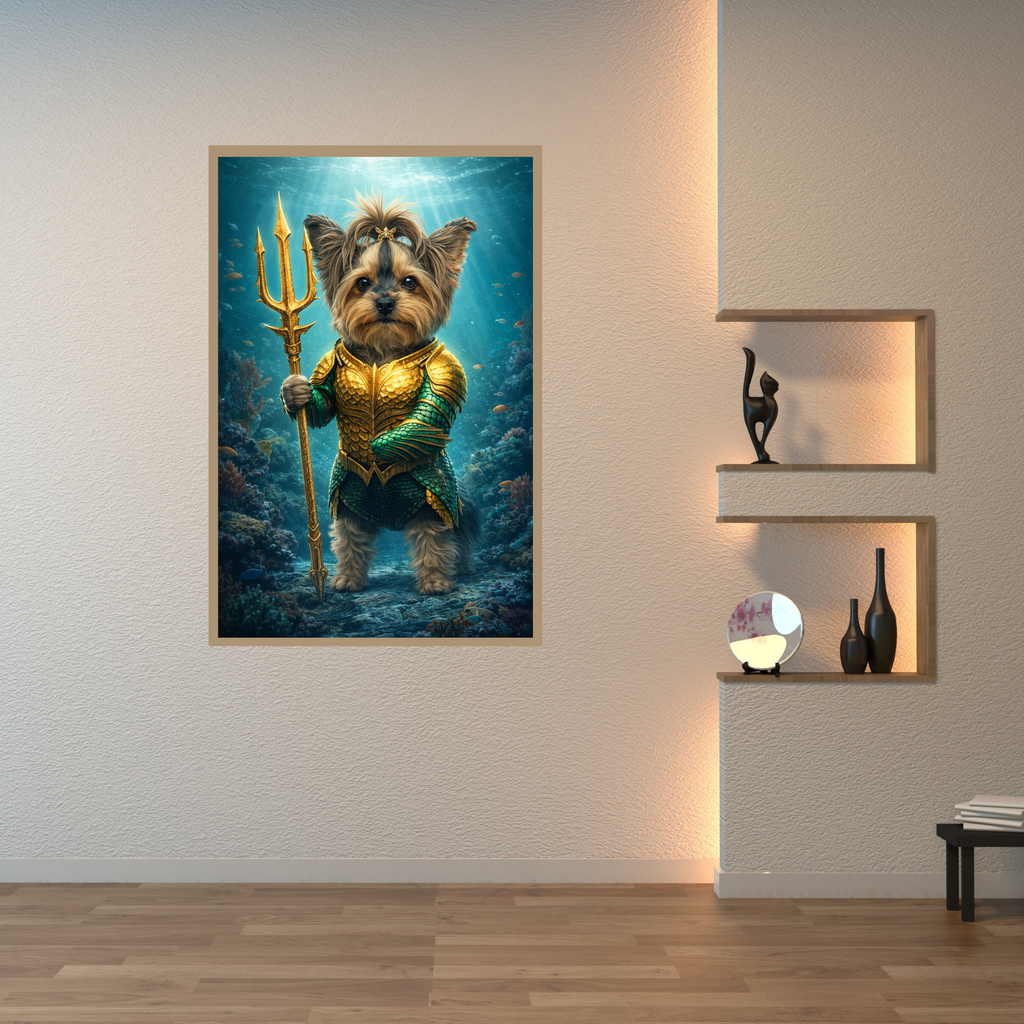 Poster Animal Personnalisé Héros Fantastique – Portrait Épique Chien ou Chat Style Roi des Océans
