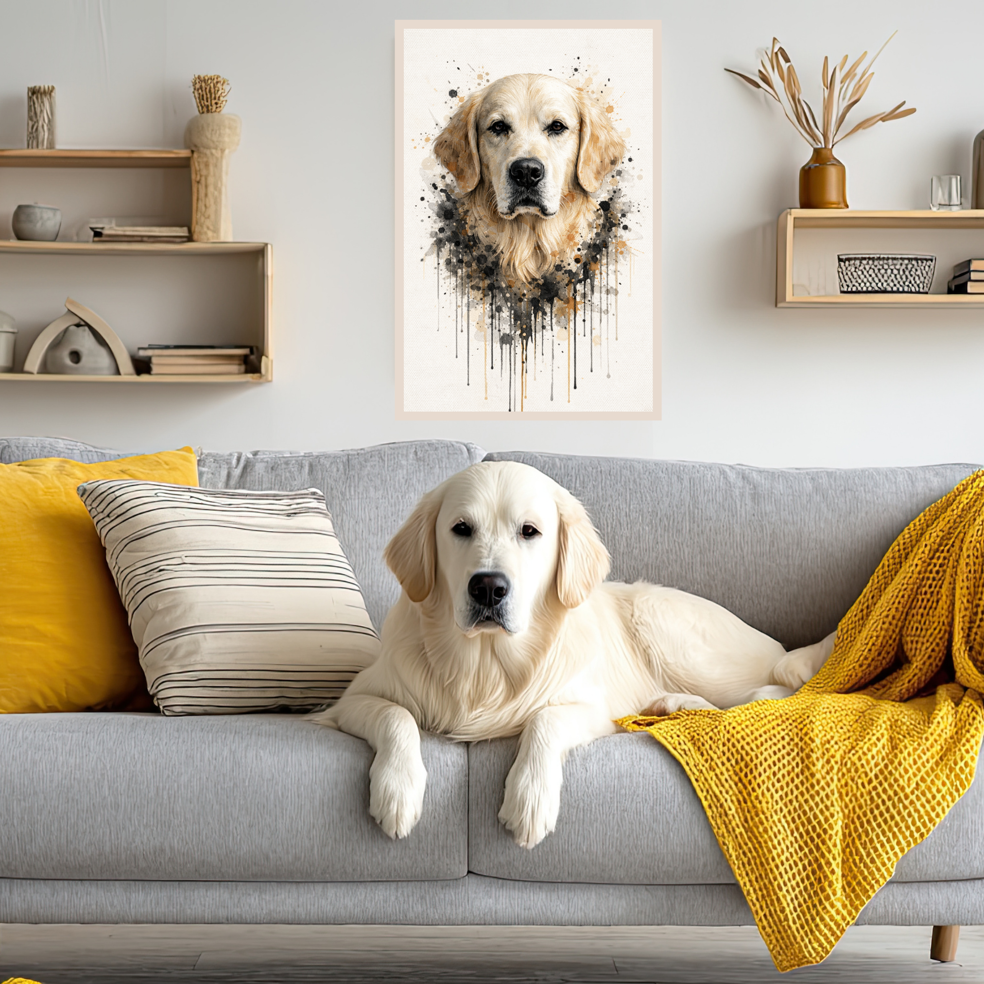 Portrait Animal Personnalisé Élégant – Poster Chien ou Chat Style Peinture Naturelle
