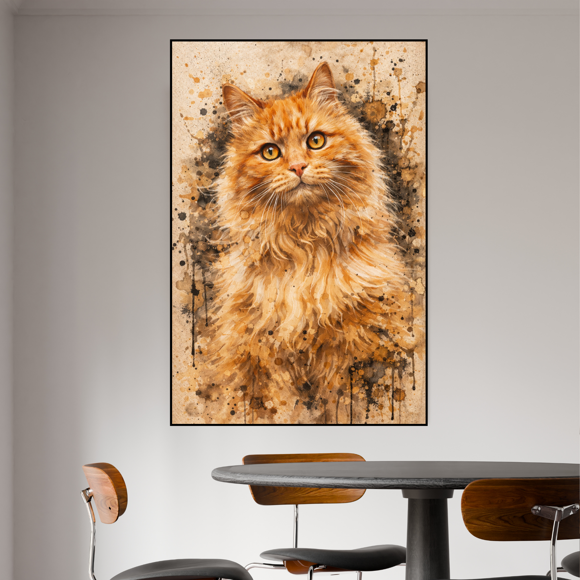 Portrait Animal Personnalisé Naturel – Poster Artistique Chien ou Chat Style Peinture Beige Élégante