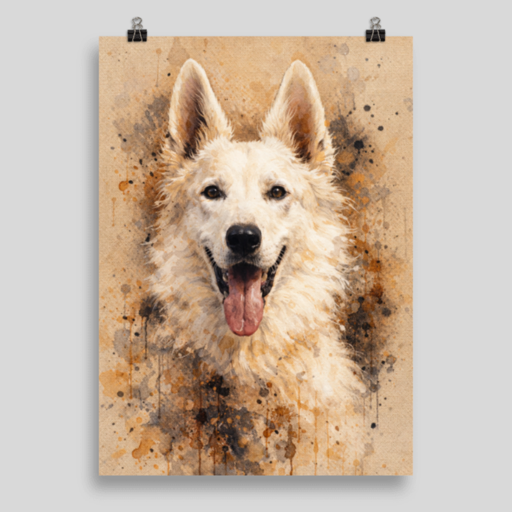 Portrait Animal Personnalisé Naturel – Poster Artistique Chien ou Chat Style Peinture Beige Élégante