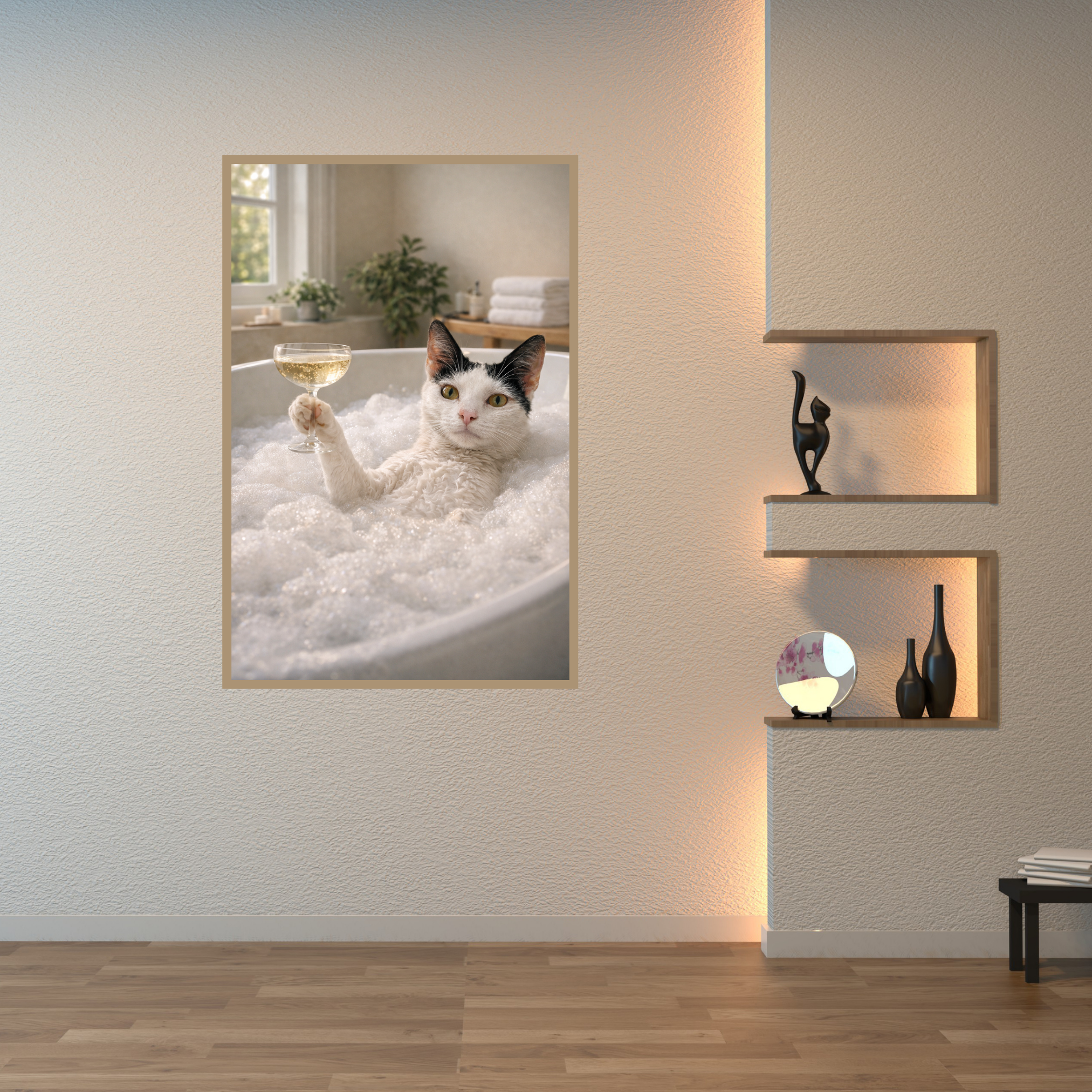 Portrait Animal Personnalisé Fun – Poster Chien ou Chat Relax dans son Bain