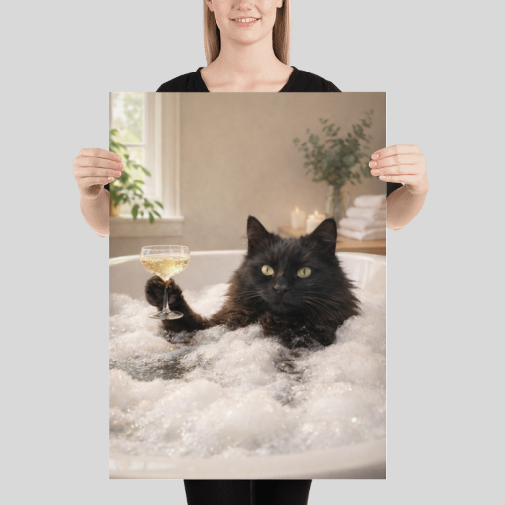 Portrait Animal Personnalisé Fun – Poster Chien ou Chat Relax dans son Bain