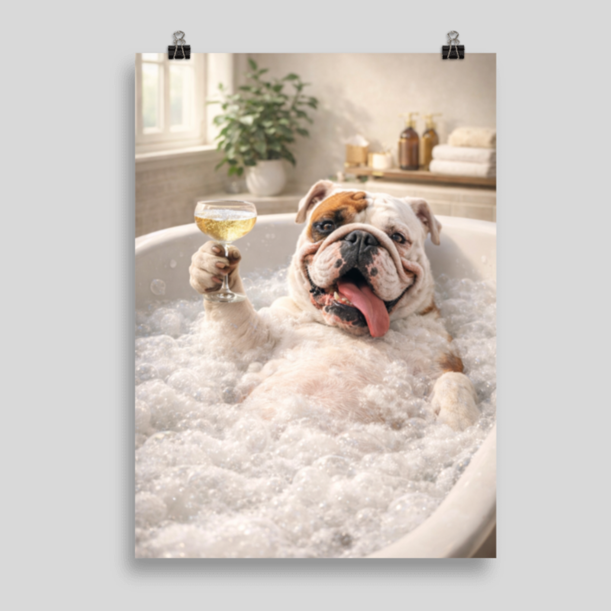 Portrait Animal Personnalisé Fun – Poster Chien ou Chat Relax dans son Bain