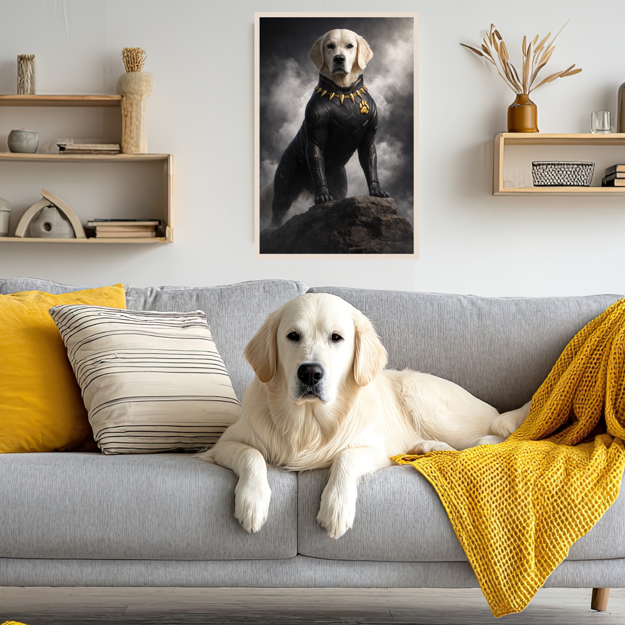 Portrait Animal Personnalisé Héros – Poster Chien ou Chat Style Guerrier Puissant
