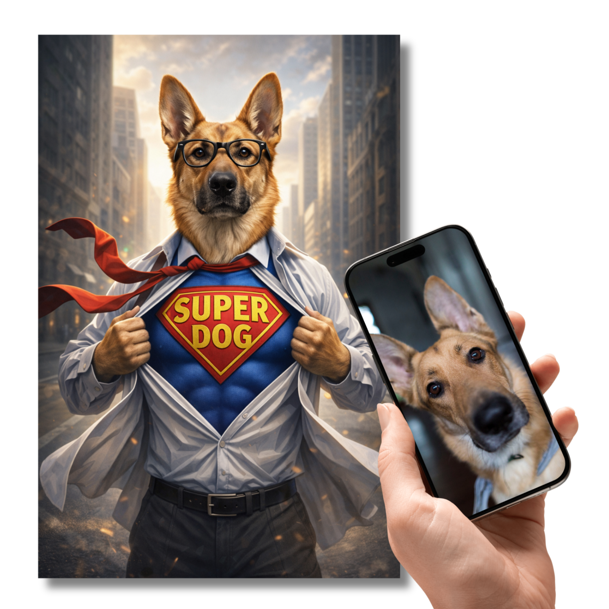 Portrait Animal Personnalisé Super-Héros – Poster Chien ou Chat Héros du Quotidien
