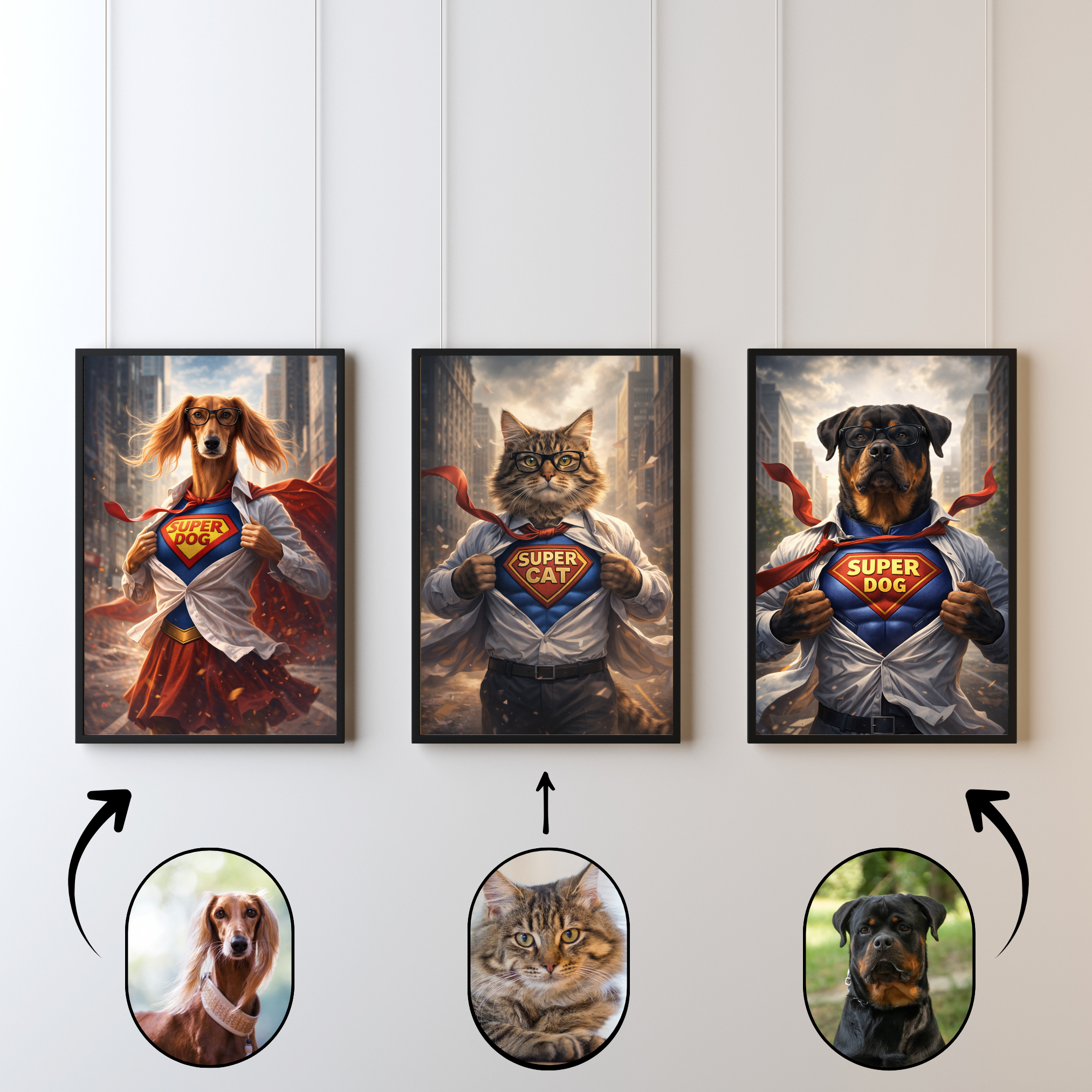 Portrait Animal Personnalisé Super-Héros – Poster Chien ou Chat Héros du Quotidien