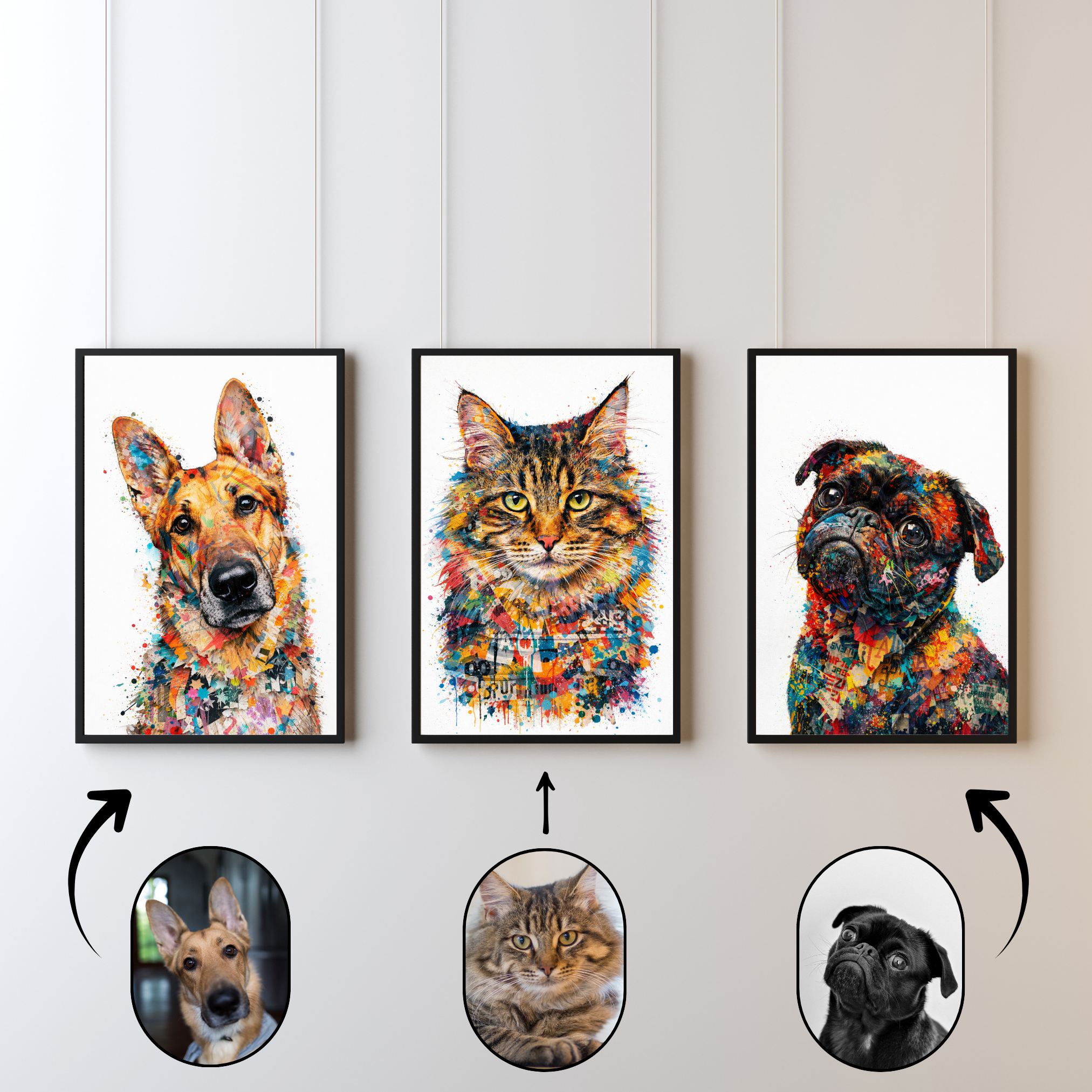 Portrait Animal Personnalisé Artistique – Poster Chien ou Chat Style Peinture Colorée Moderne