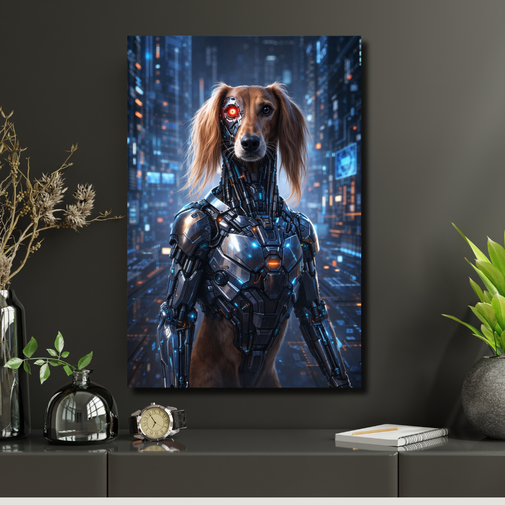 Portrait Animal Personnalisé Cyborg – Poster Chien ou Chat Futuriste Style Robot