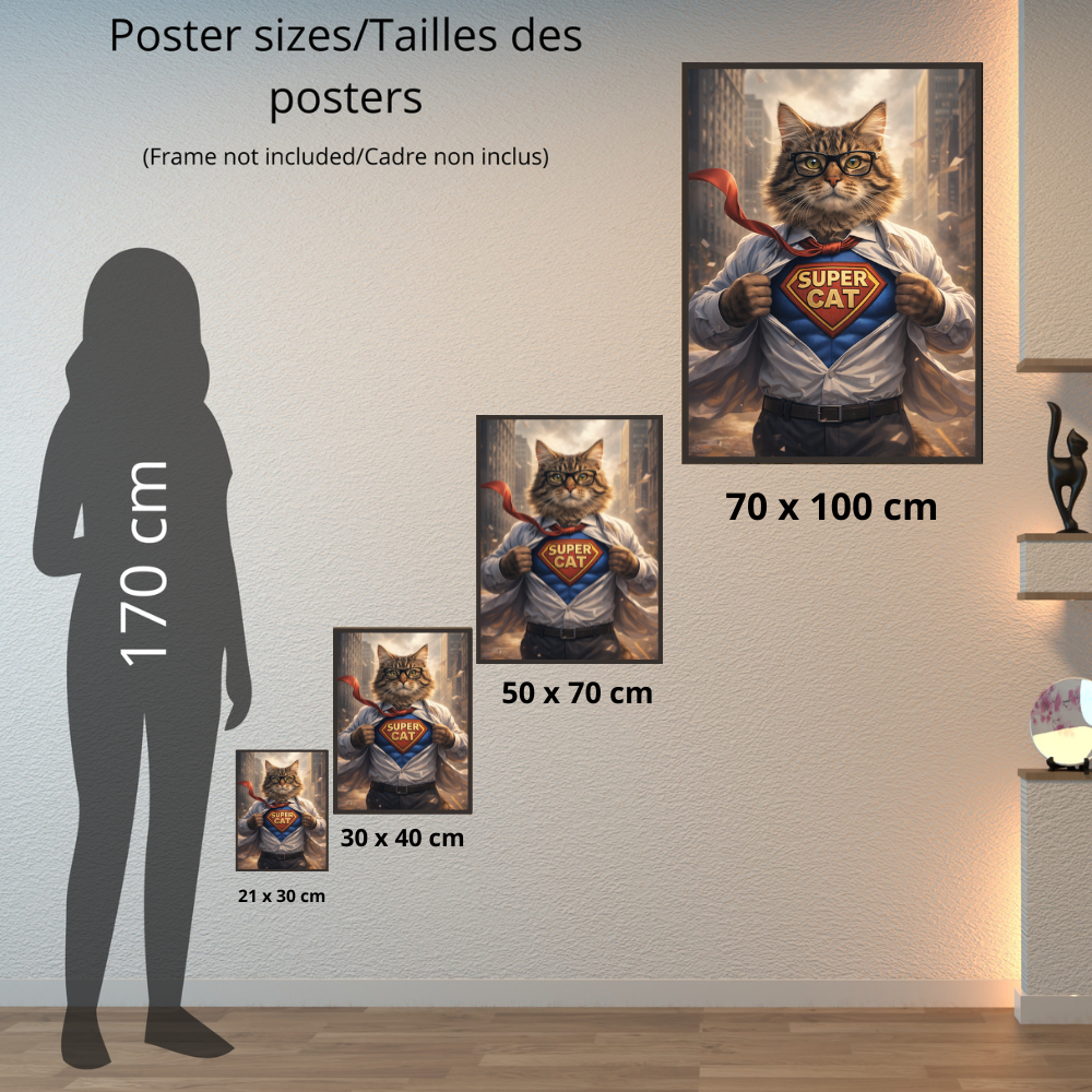 Portrait Animal Personnalisé Super-Héros – Poster Chien ou Chat Héros du Quotidien