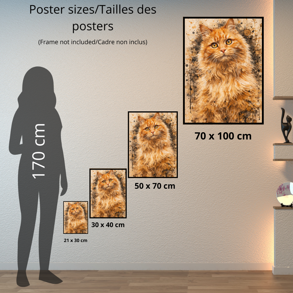 Portrait Animal Personnalisé Naturel – Poster Artistique Chien ou Chat Style Peinture Beige Élégante