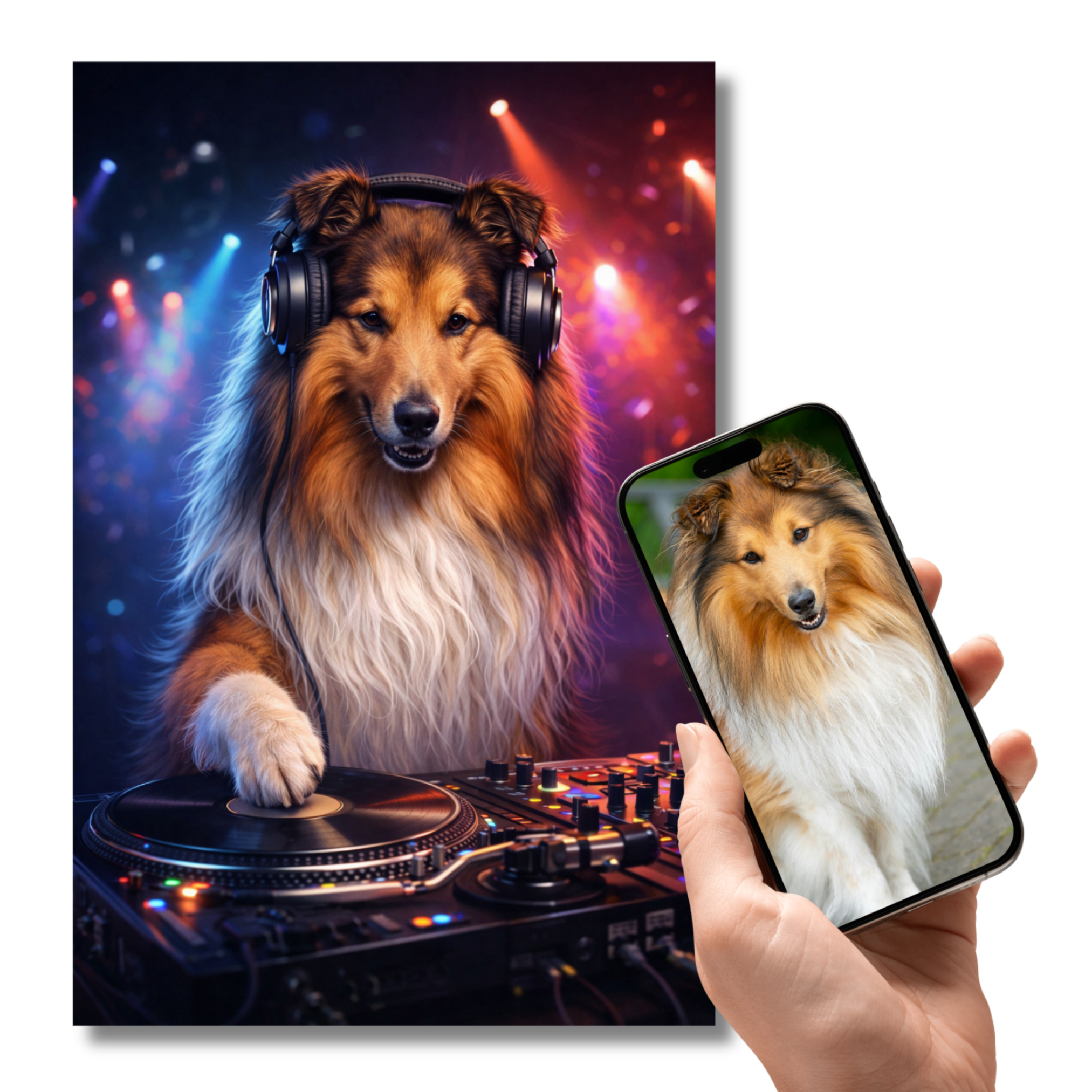 Portrait Animal Personnalisé DJ – Poster Chien ou Chat Musique avec Casque