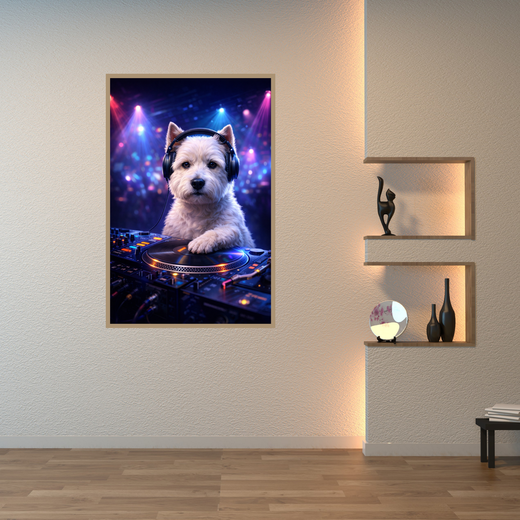 Portrait Animal Personnalisé DJ – Poster Chien ou Chat Musique avec Casque
