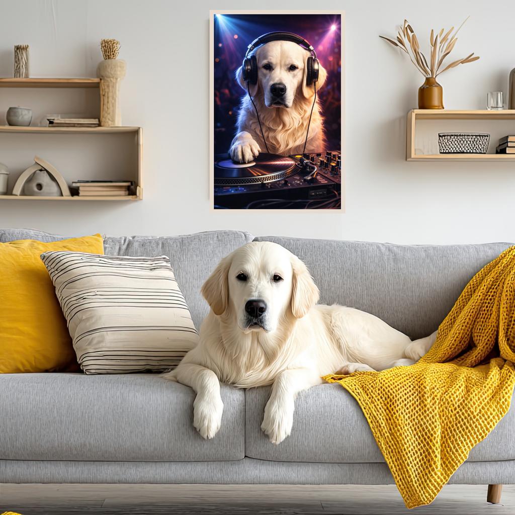 Portrait Animal Personnalisé DJ – Poster Chien ou Chat Musique avec Casque