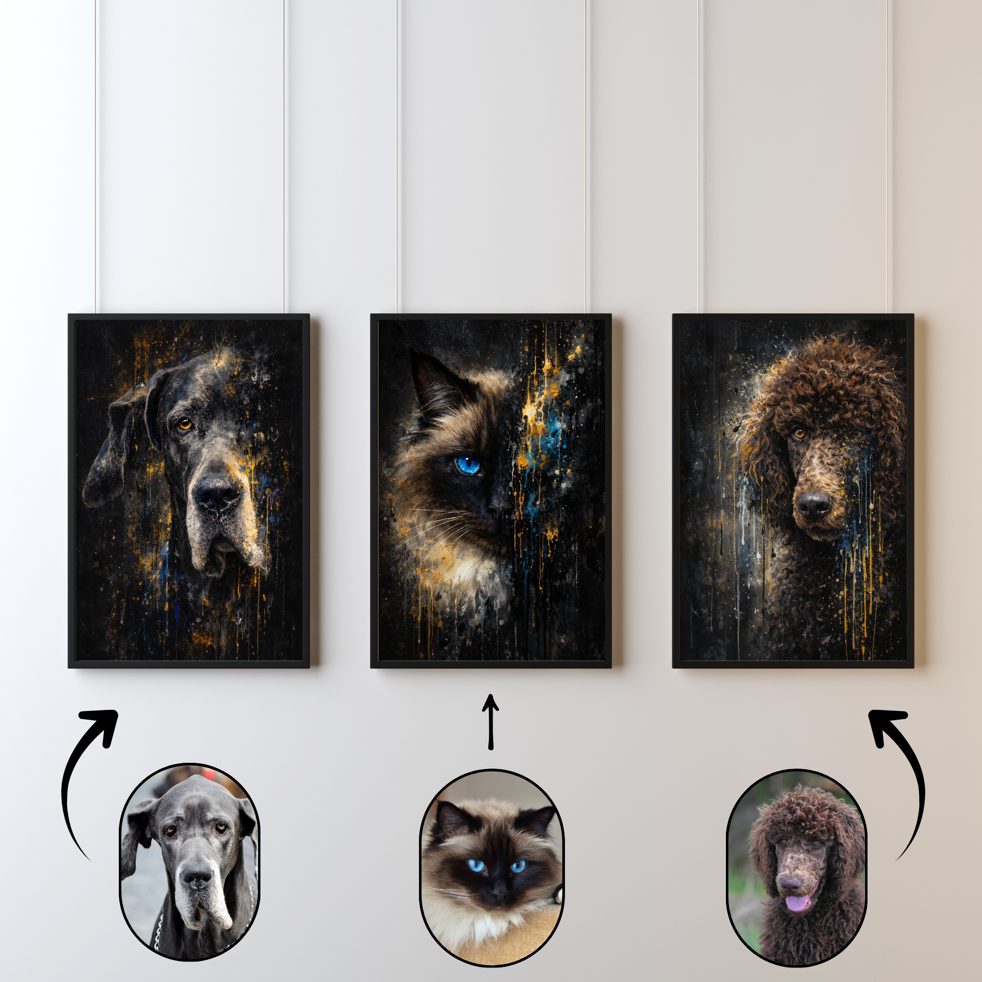 Portrait Animal Personnalisé Artistique – Poster Chien ou Chat Style Peinture Moderne Abstraite