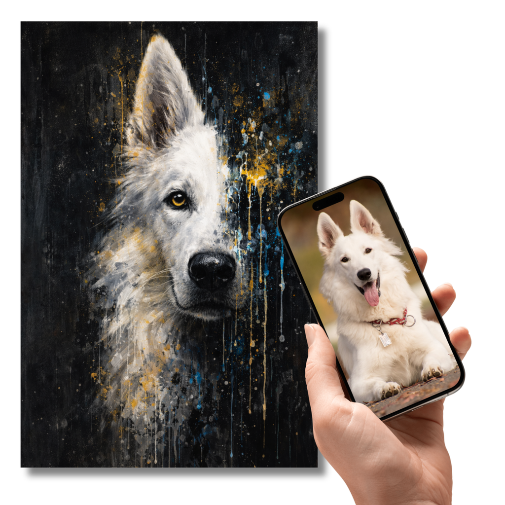 Portrait Animal Personnalisé Artistique – Poster Chien ou Chat Style Peinture Moderne Abstraite
